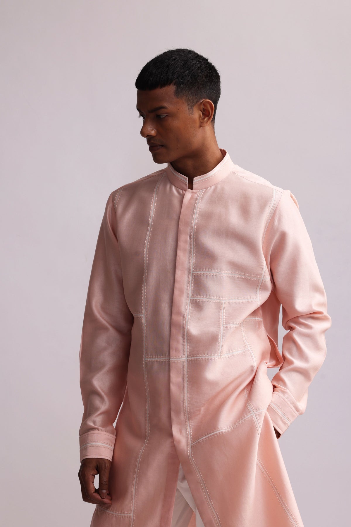Buildings Block Patched Kurta Set