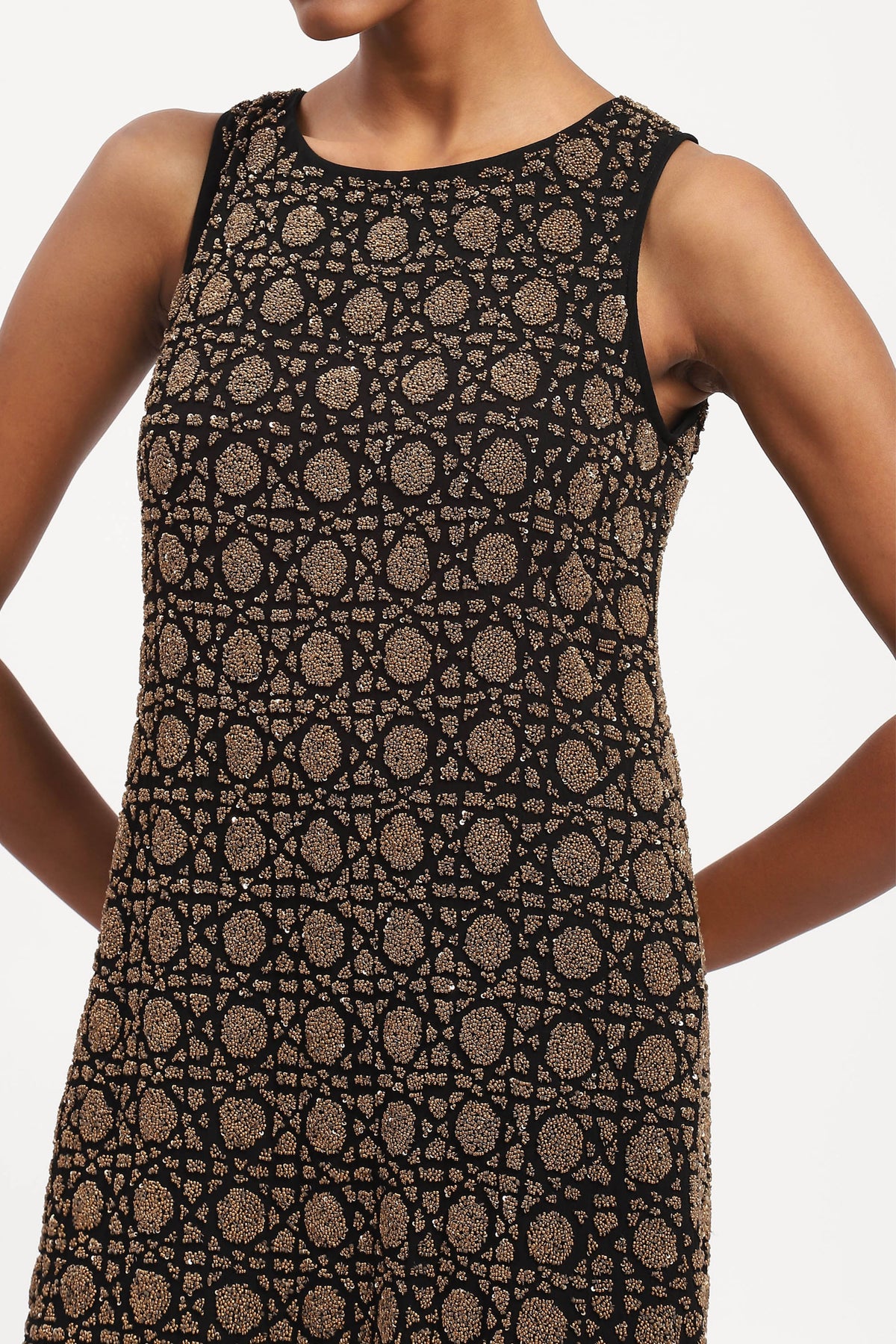 Embellished Wicker Pattern Dress