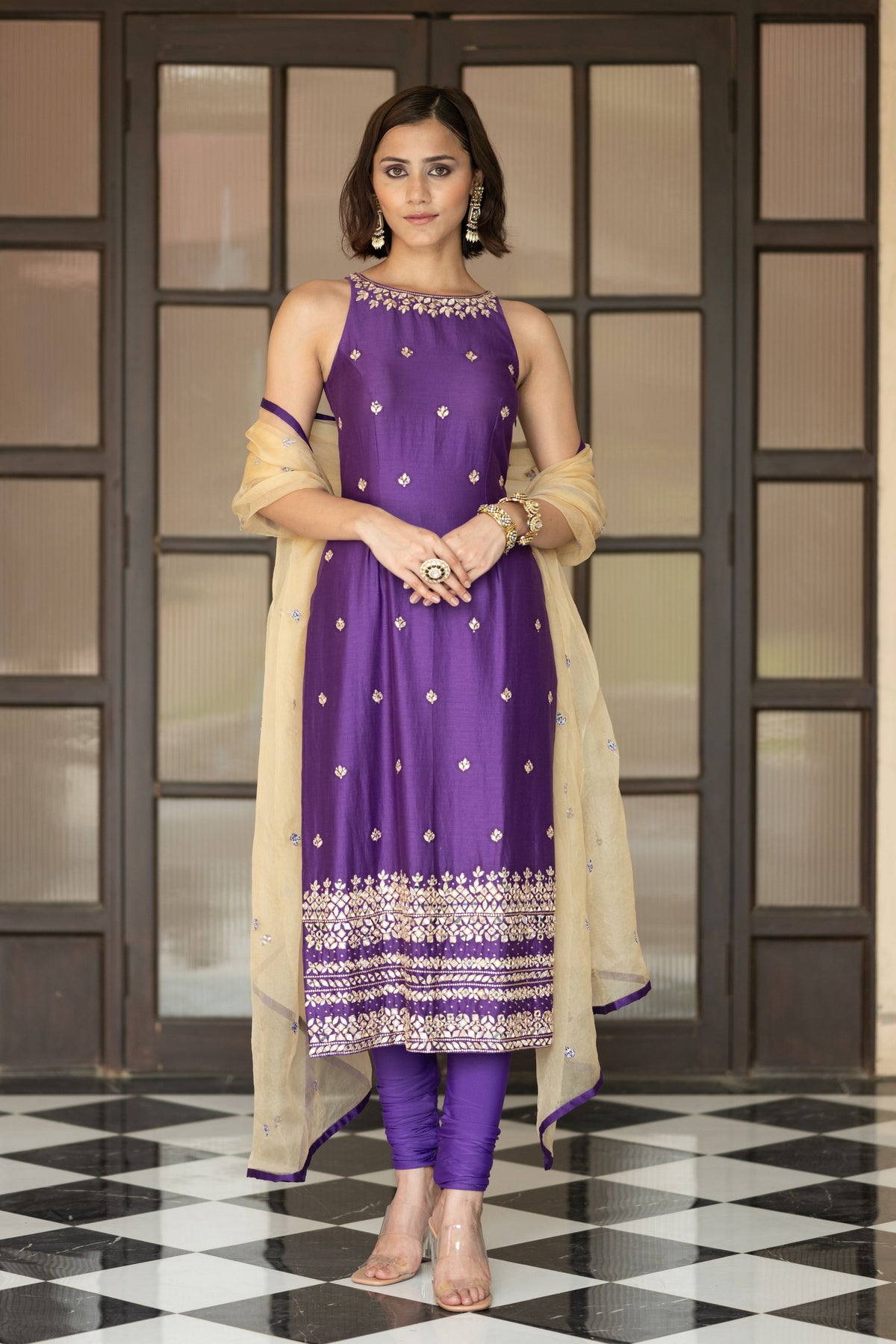 Purple Chudidar Set