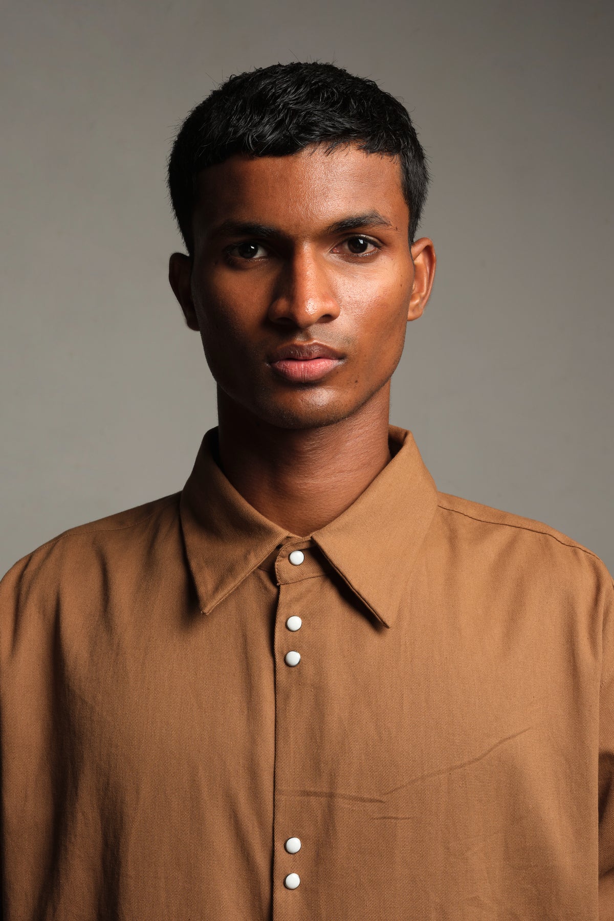 Brown cotton shirt with trousers