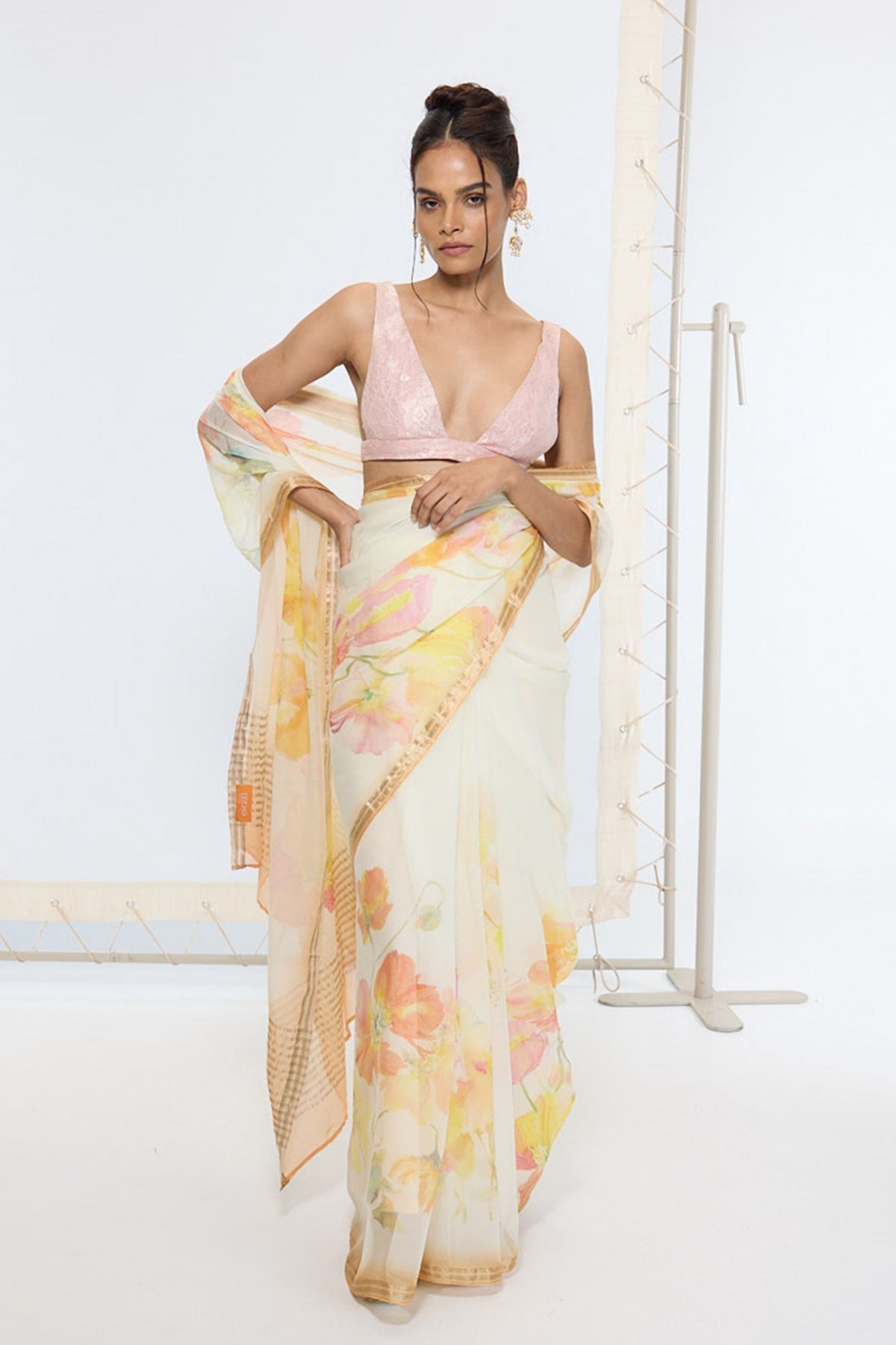 Handwoven Honey Mustard Printed Saree