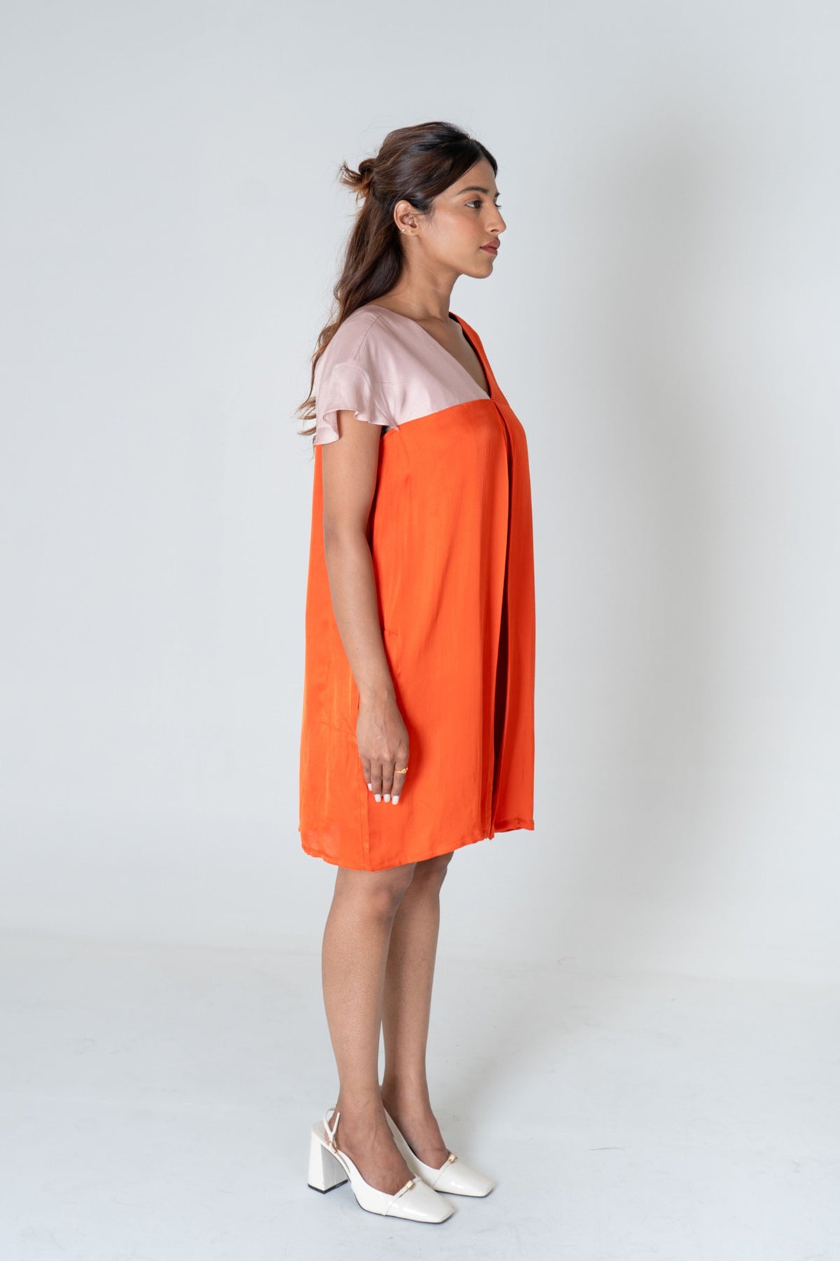 Orange-pink Short Dress