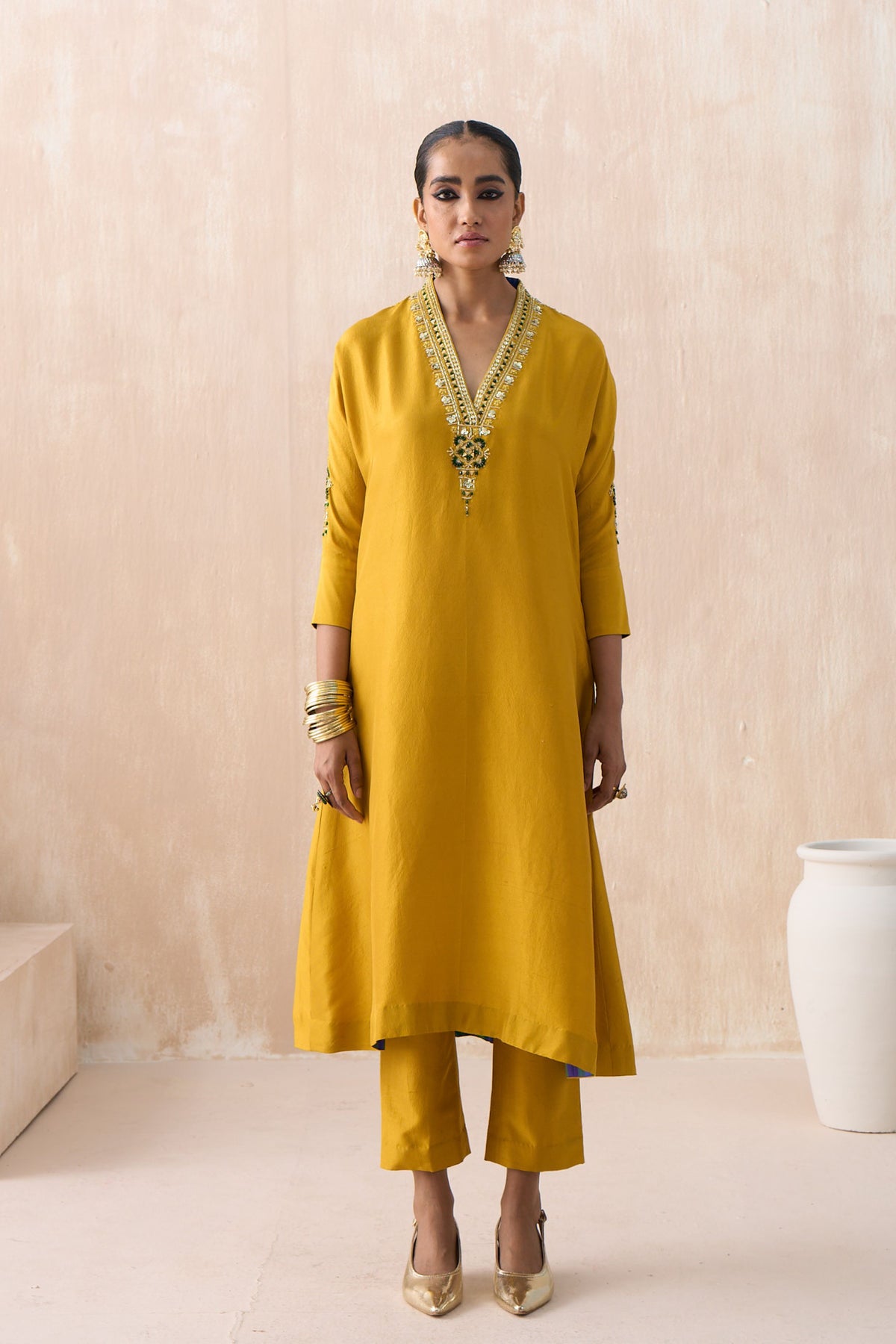Mustard Kaftan Set