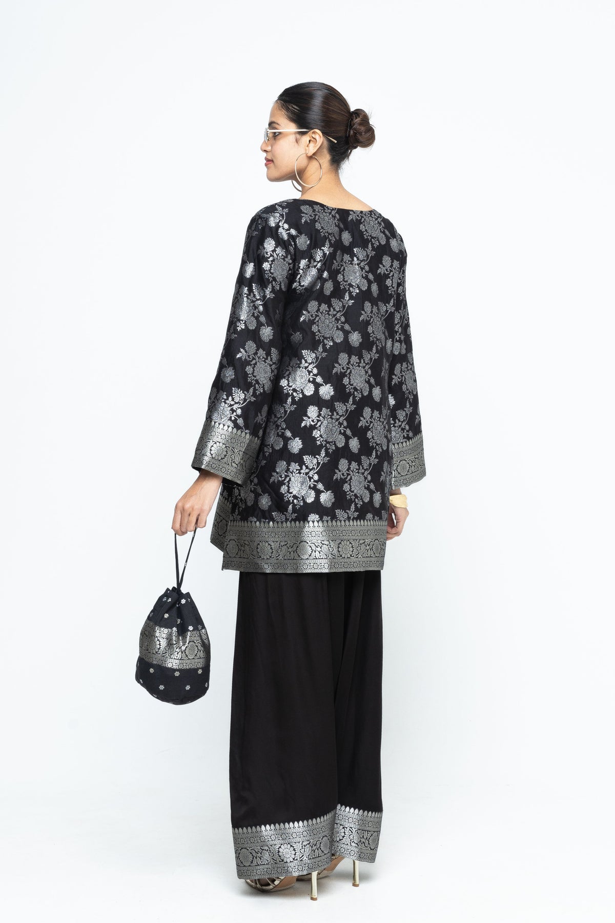 Gul Floral Black Tunic Set