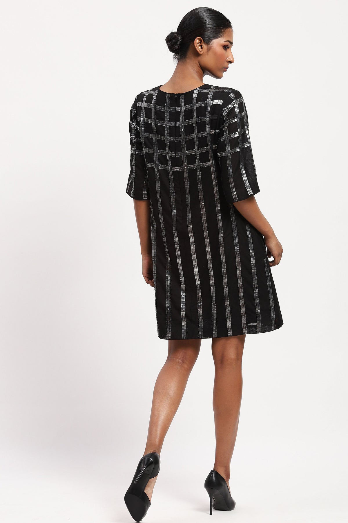 Sequin Windowpane Embellished Dress