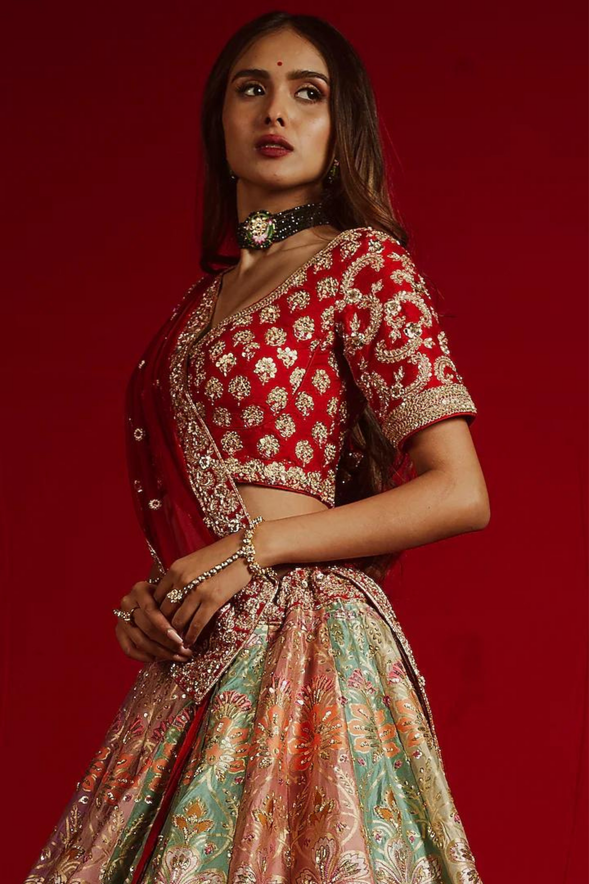 Multi Color Kali Benarasi Lehenga