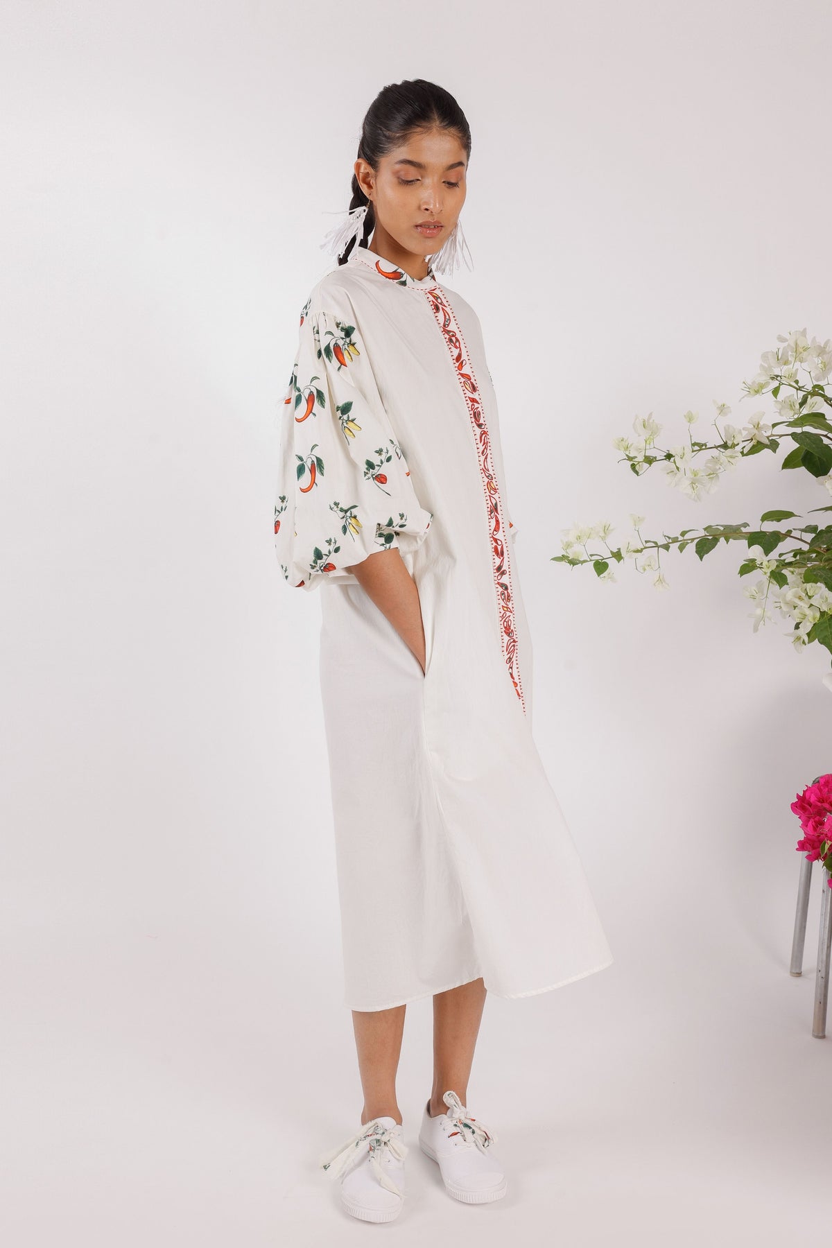 Chilli Print Poplin Shirt Dress