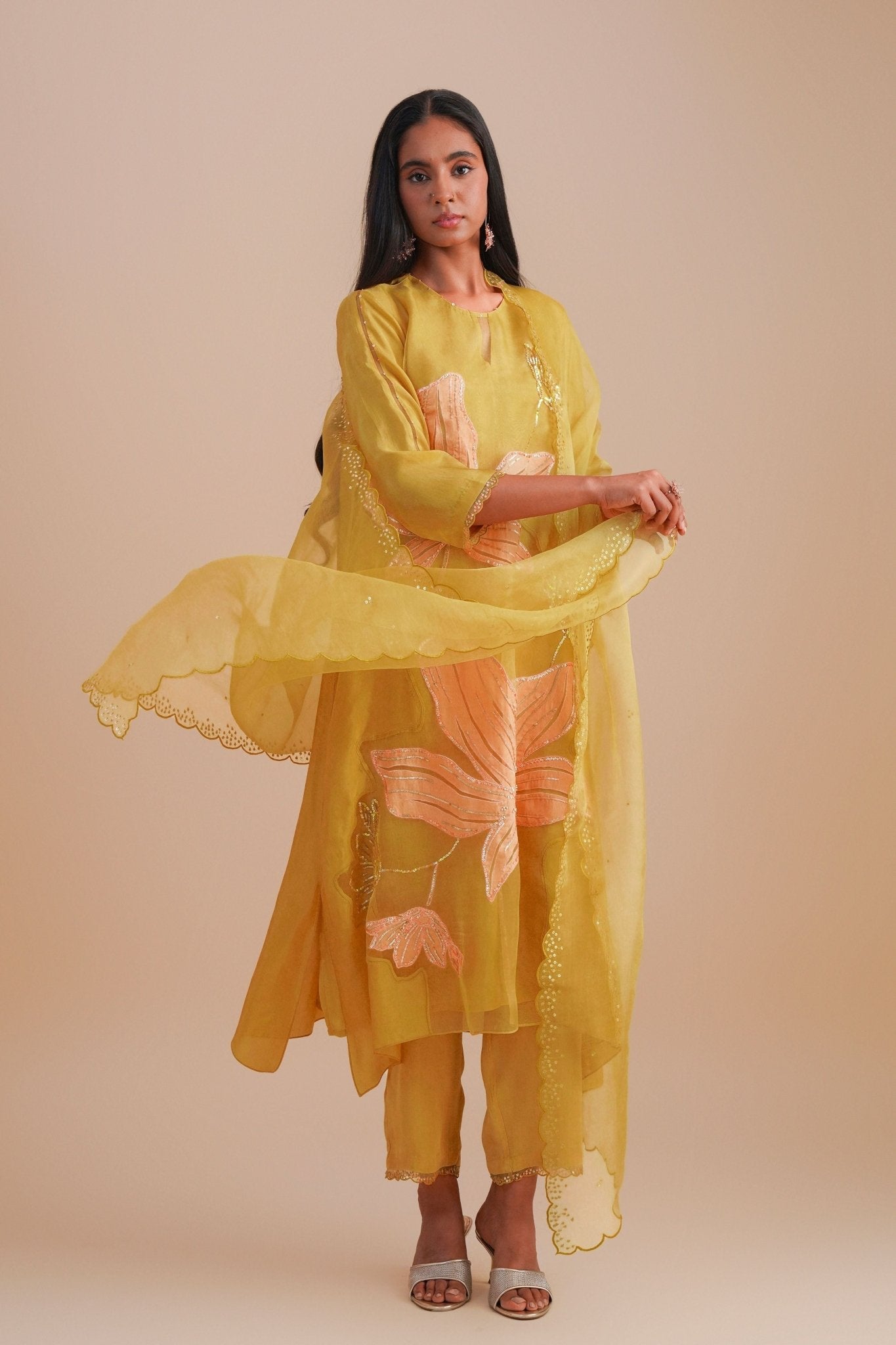 Daffodil Silk Organza Dupatta - One Not Two - Elahe