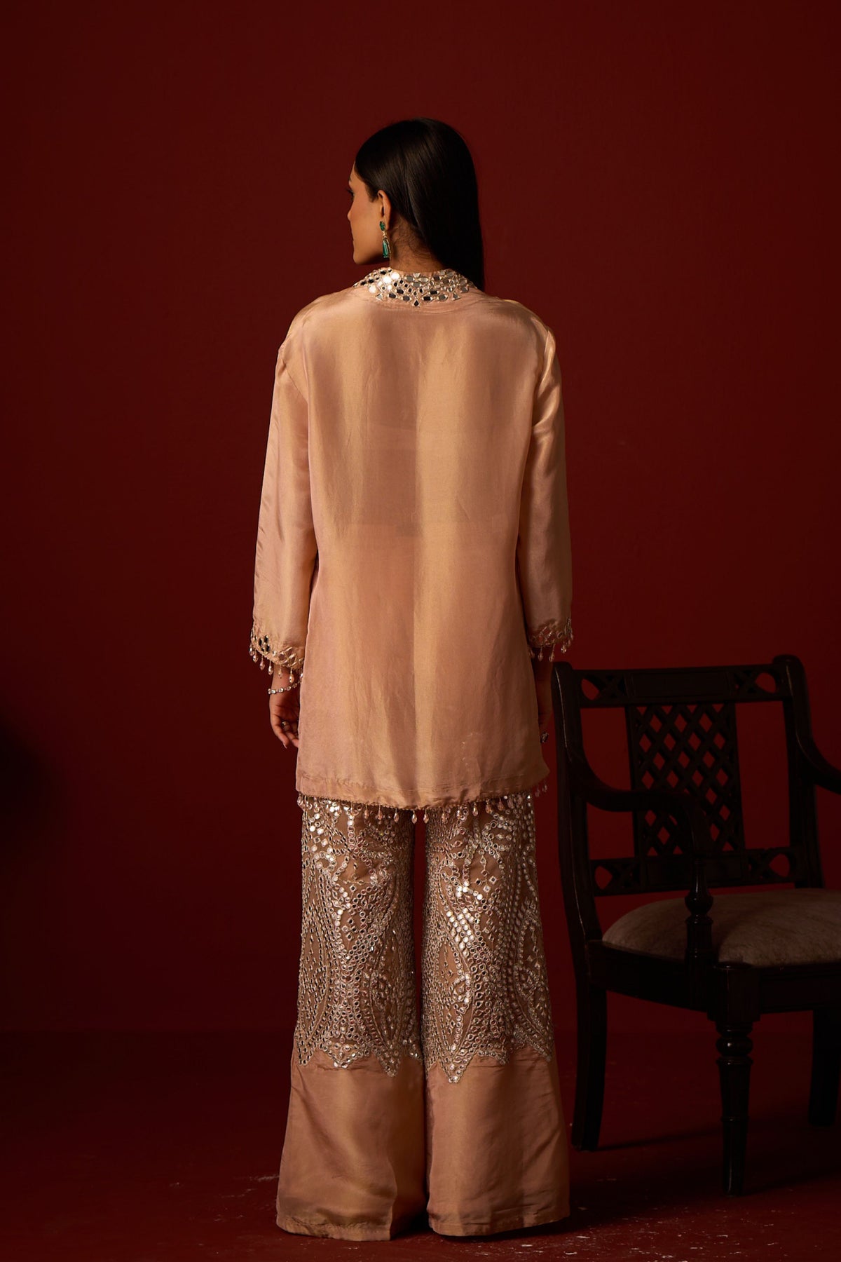 Mirror Work High Neck Tunic Set