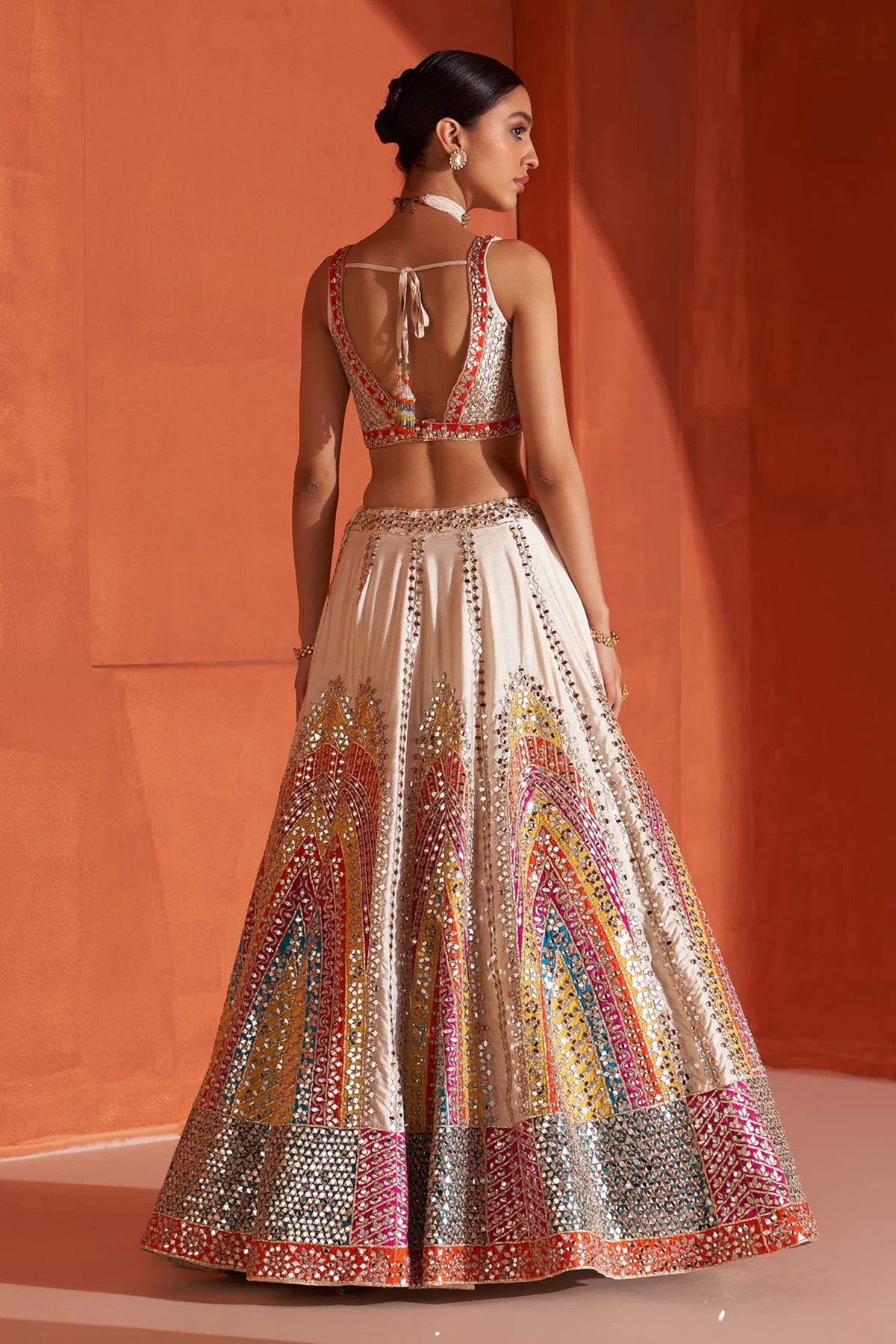 Ivory Raw Silk Lehenga Set