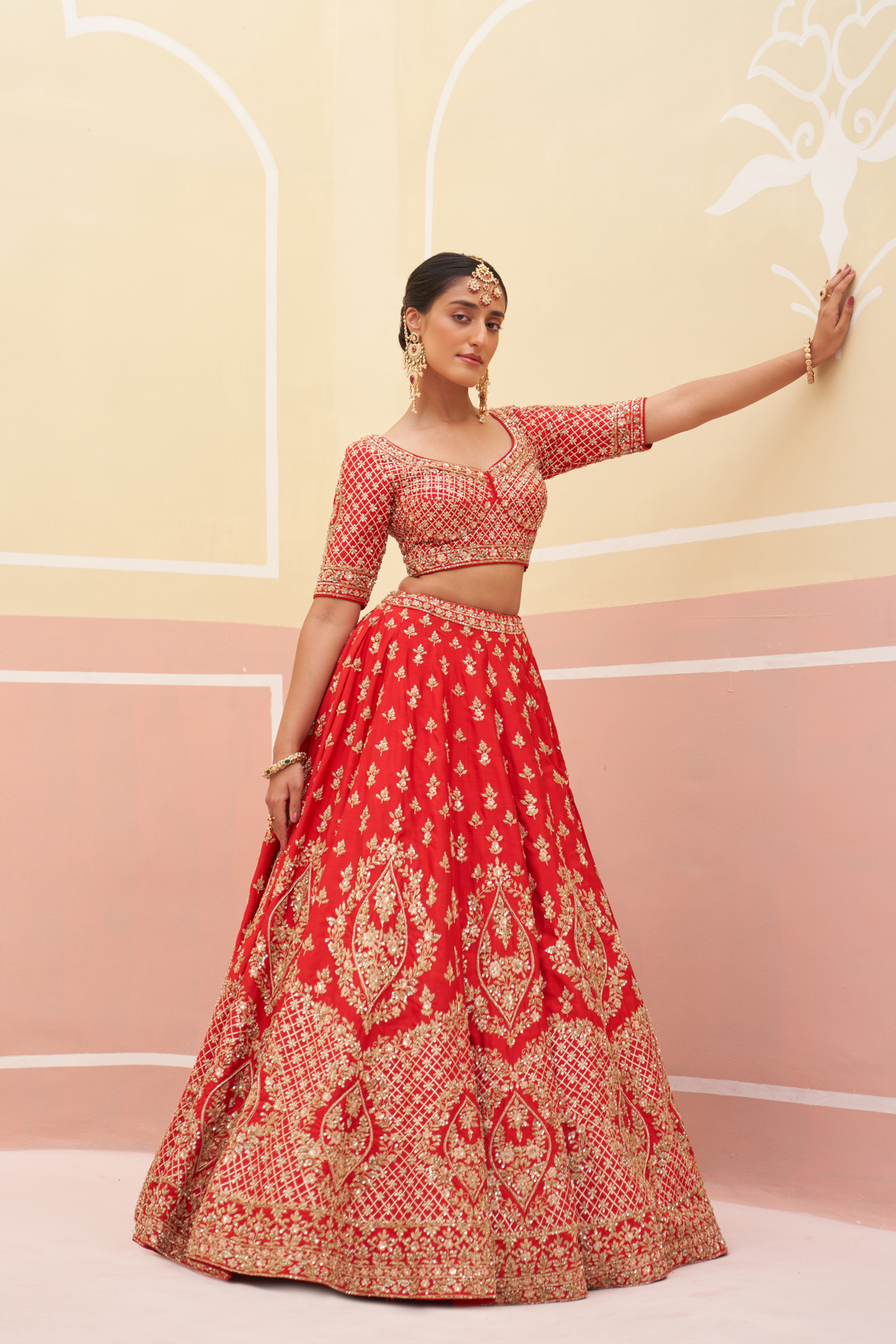 Red Silk Lehenga Set