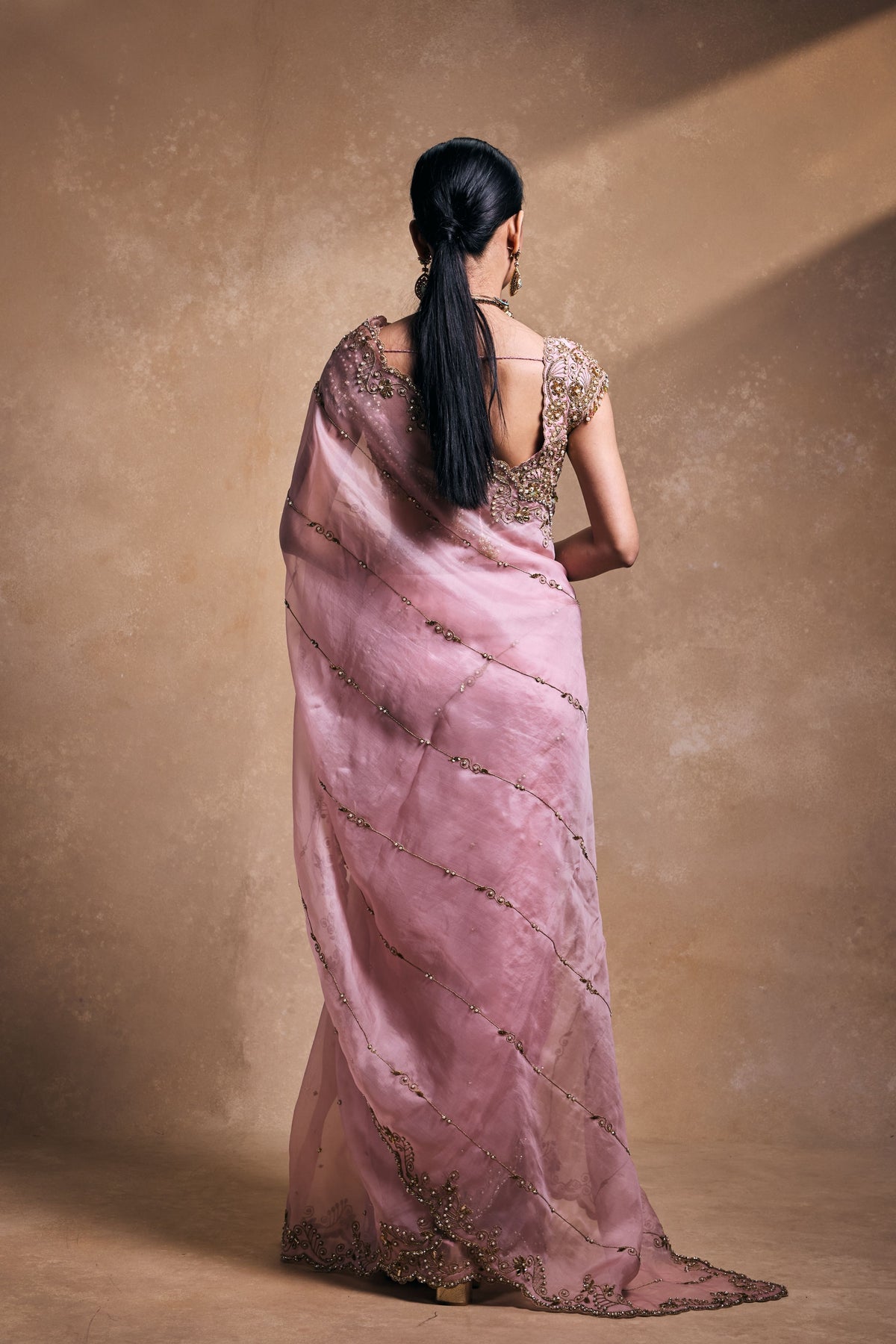 Timeless Blush Organza Saree Set