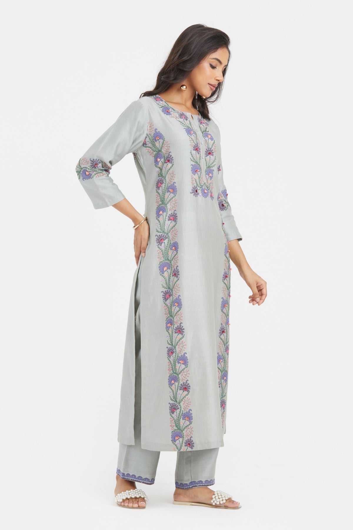 Bluish Grey Kurta Set
