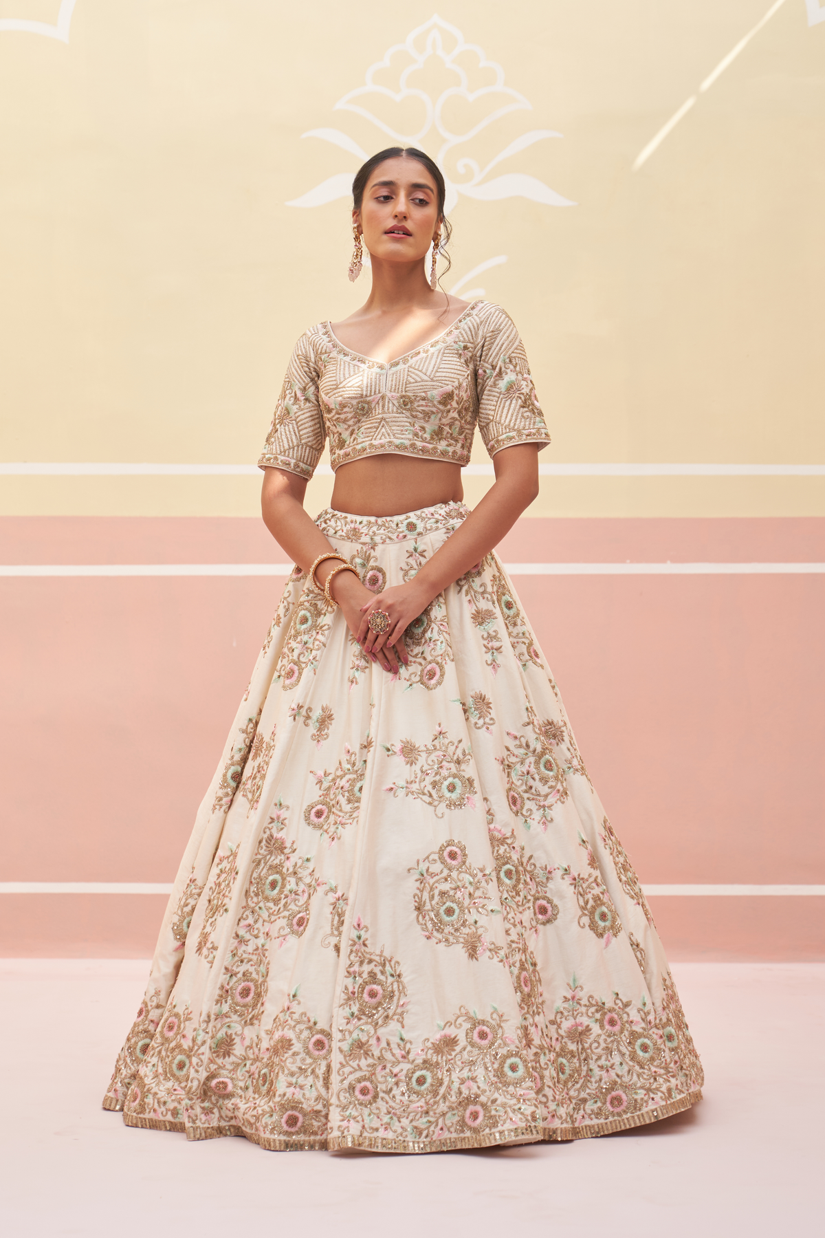 Ivory Zardozi Lehenga Set