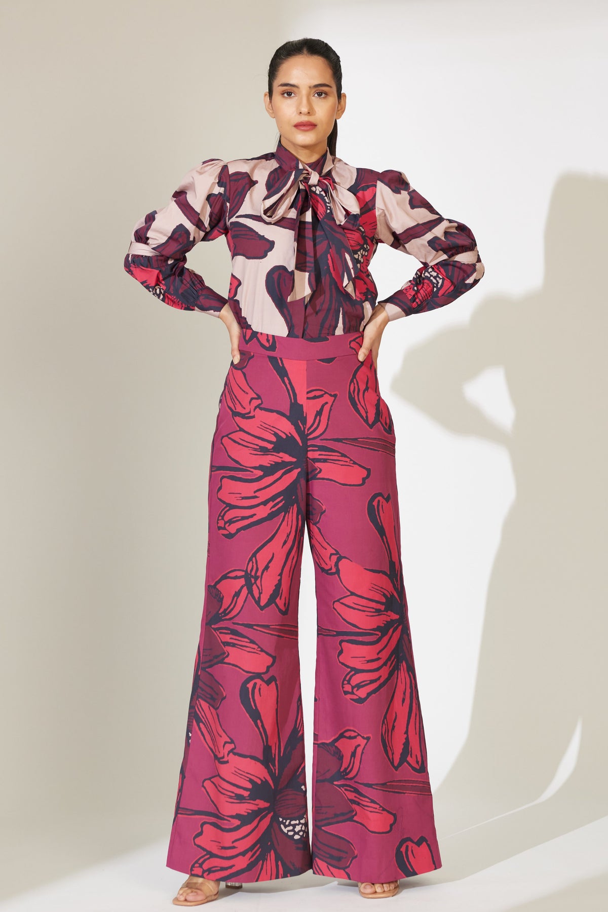 Red and Maroon Floral Pants
