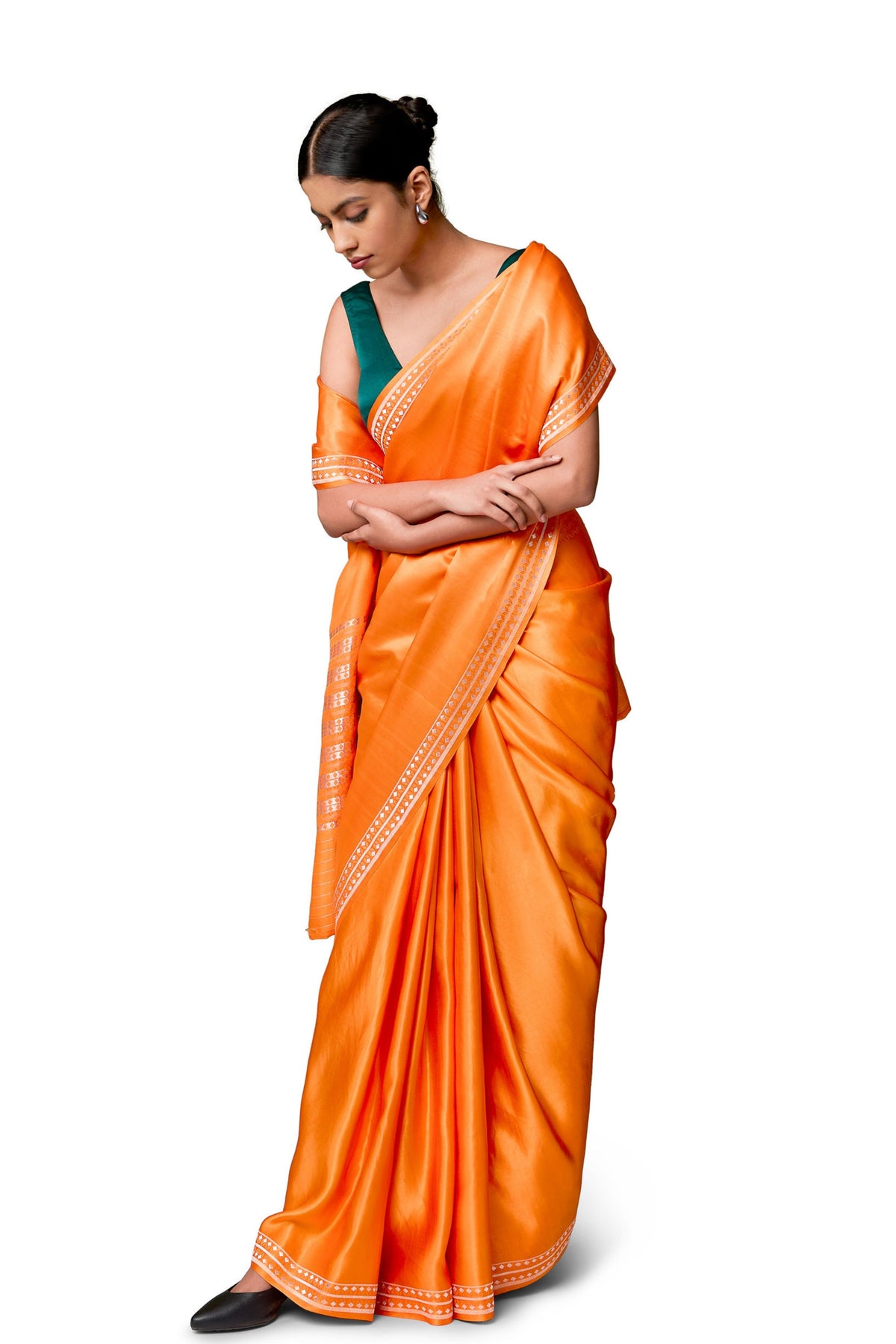 Orange Gajji Satin Saree