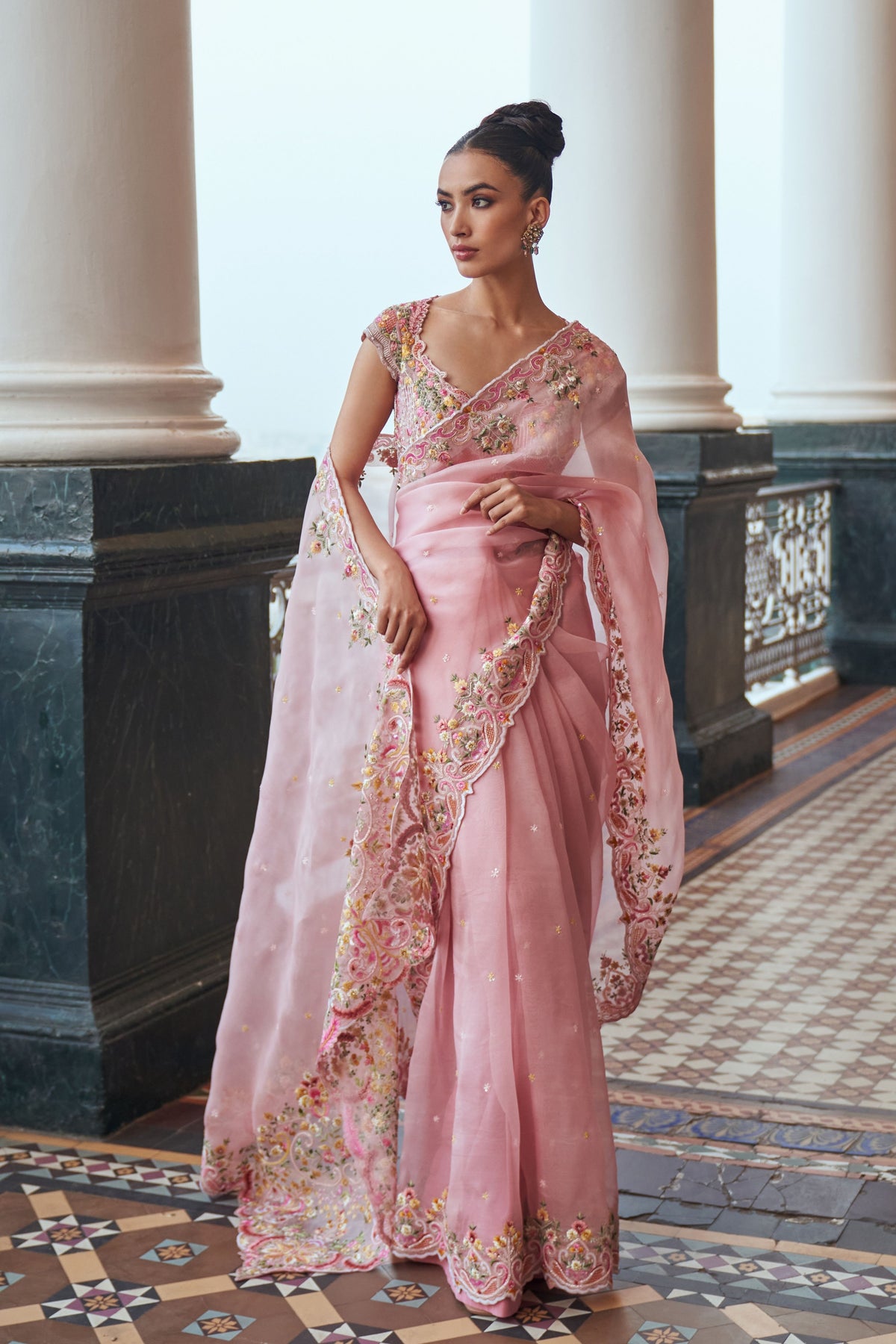 Pink Orchid Saree Set