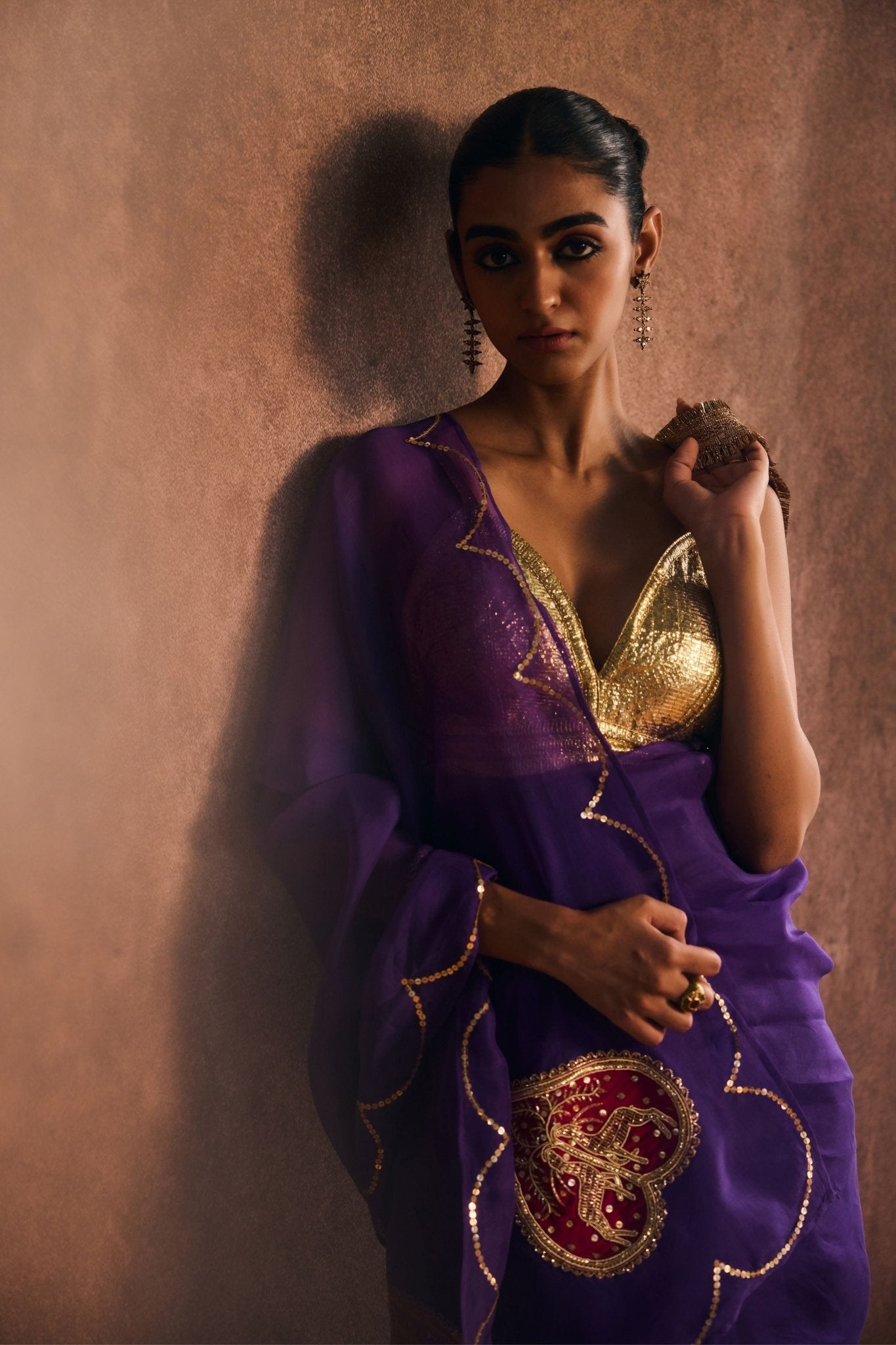 Deep Purple Mrignayani Saree - Kapardara - Elahe