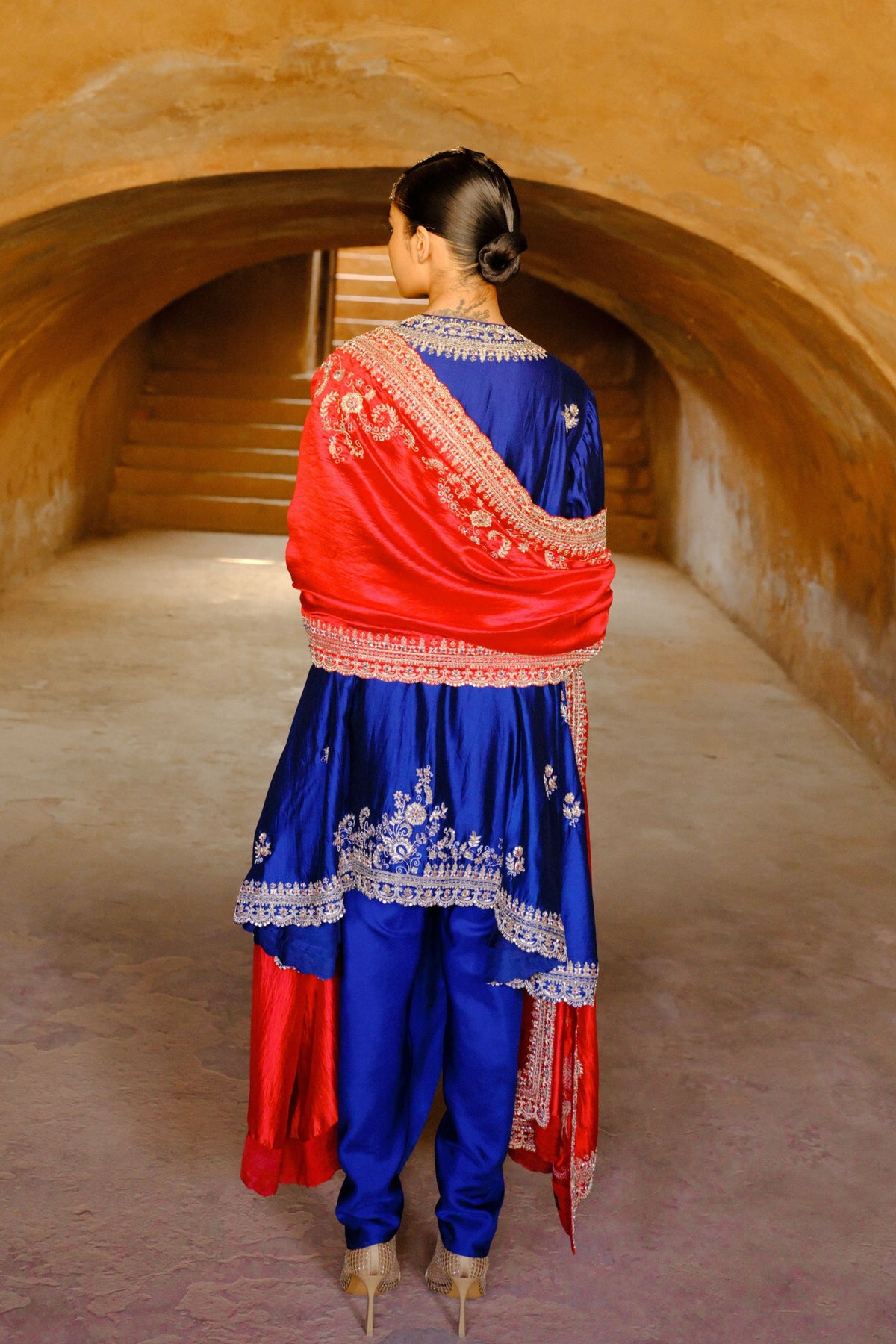 Embroidery Navy Blue Tunic Set