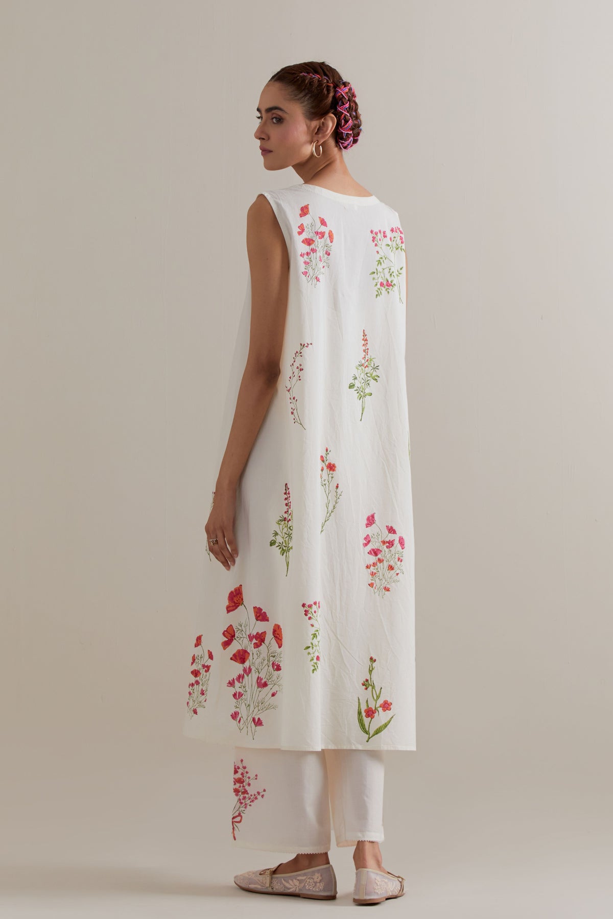 Pink Green Aline Kurta Set