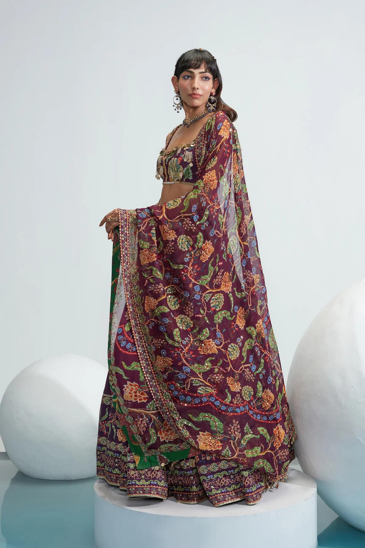 Nadia Purple Embroidered Lehenga Set