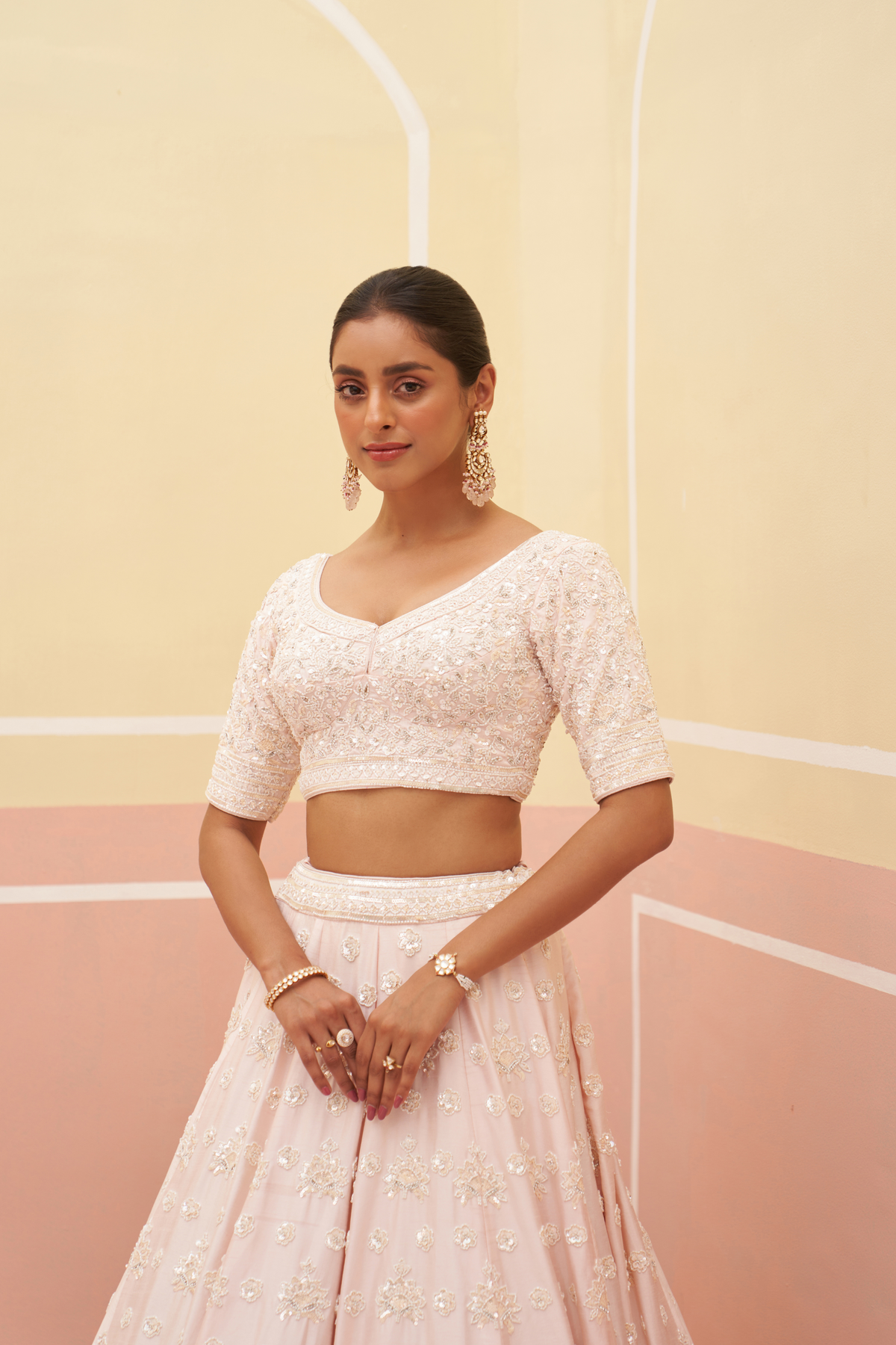 Blush Pink Silk Lehenga Set