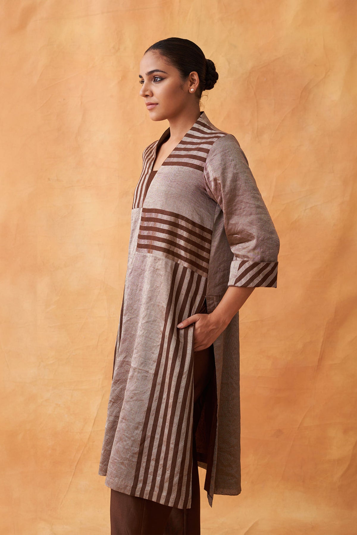 Silver Brown Kurta Set