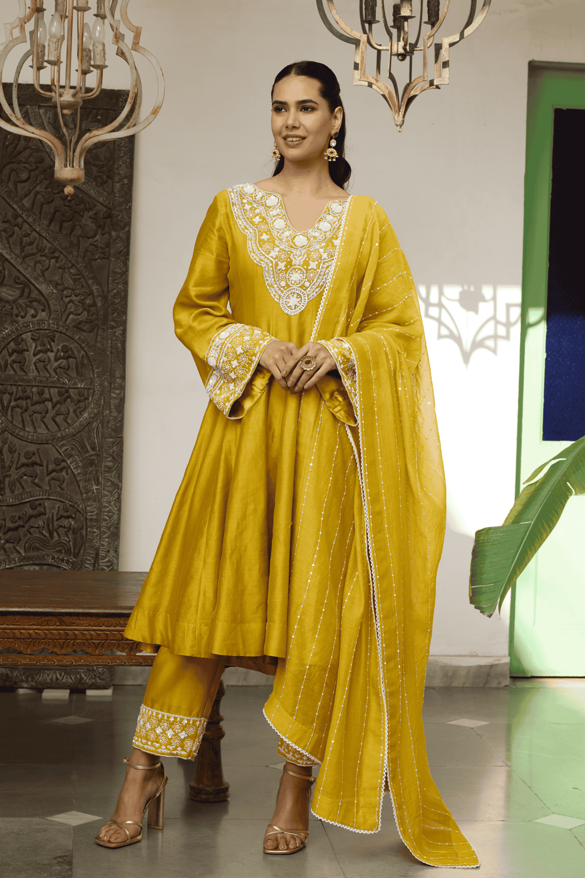 Yellow Anarkali Set