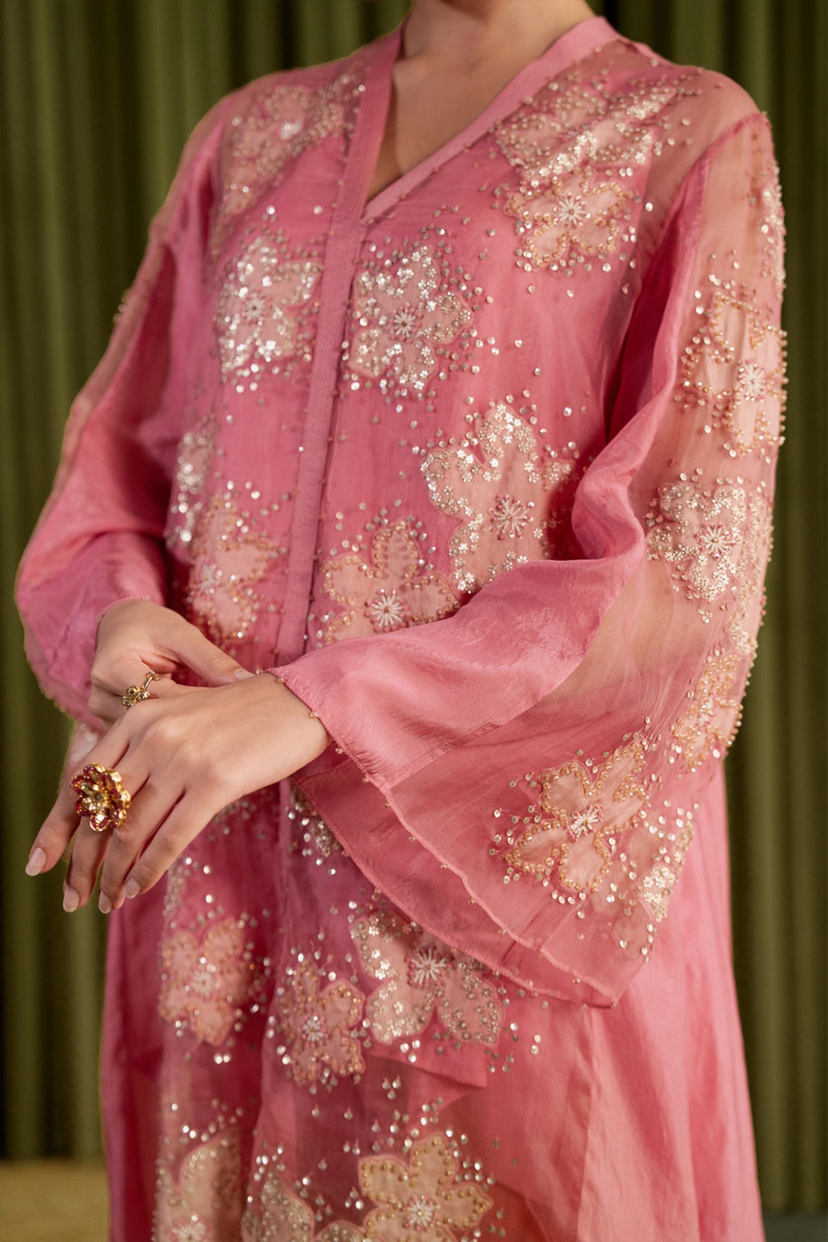 Rose Pink Floral Kurta Set