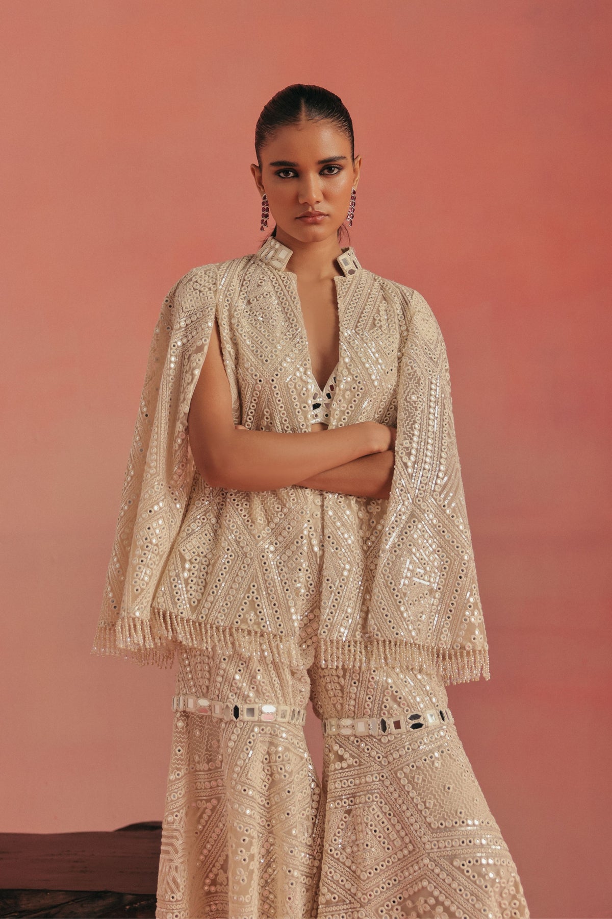 Mirror Work Cape Sharara Set
