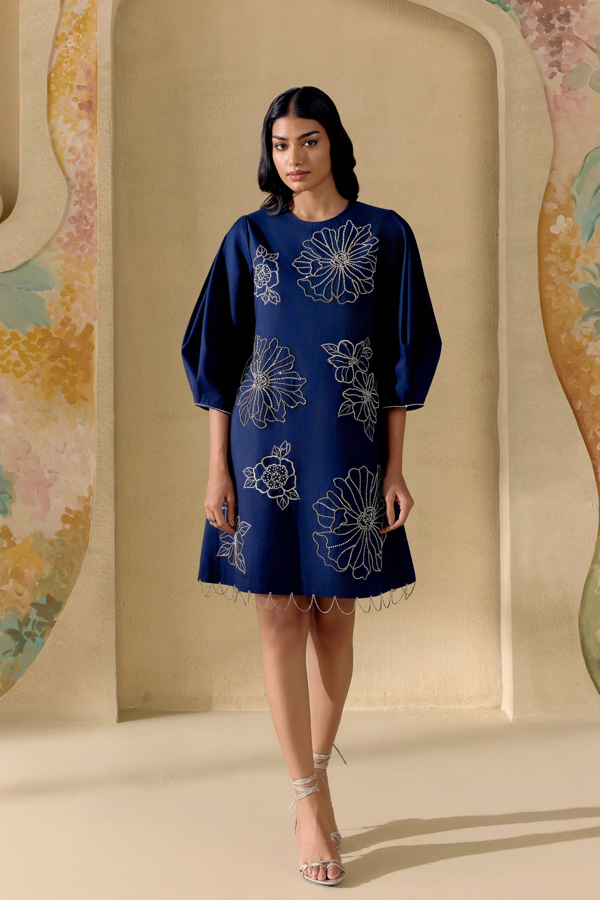 Indigo And Silver Embellished Dress
