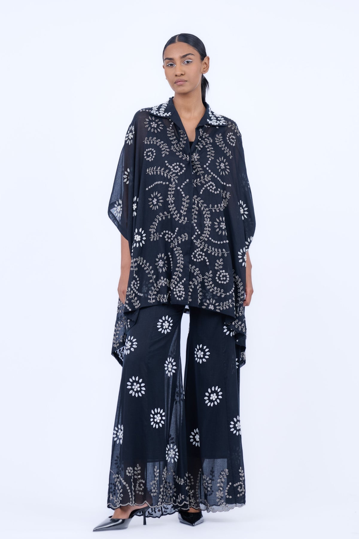 Black &amp; Silver Cotton Cape