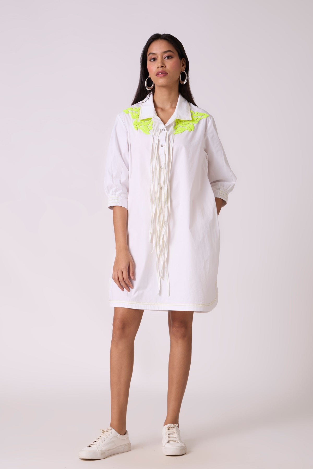 Emory Applique Bright White Dress