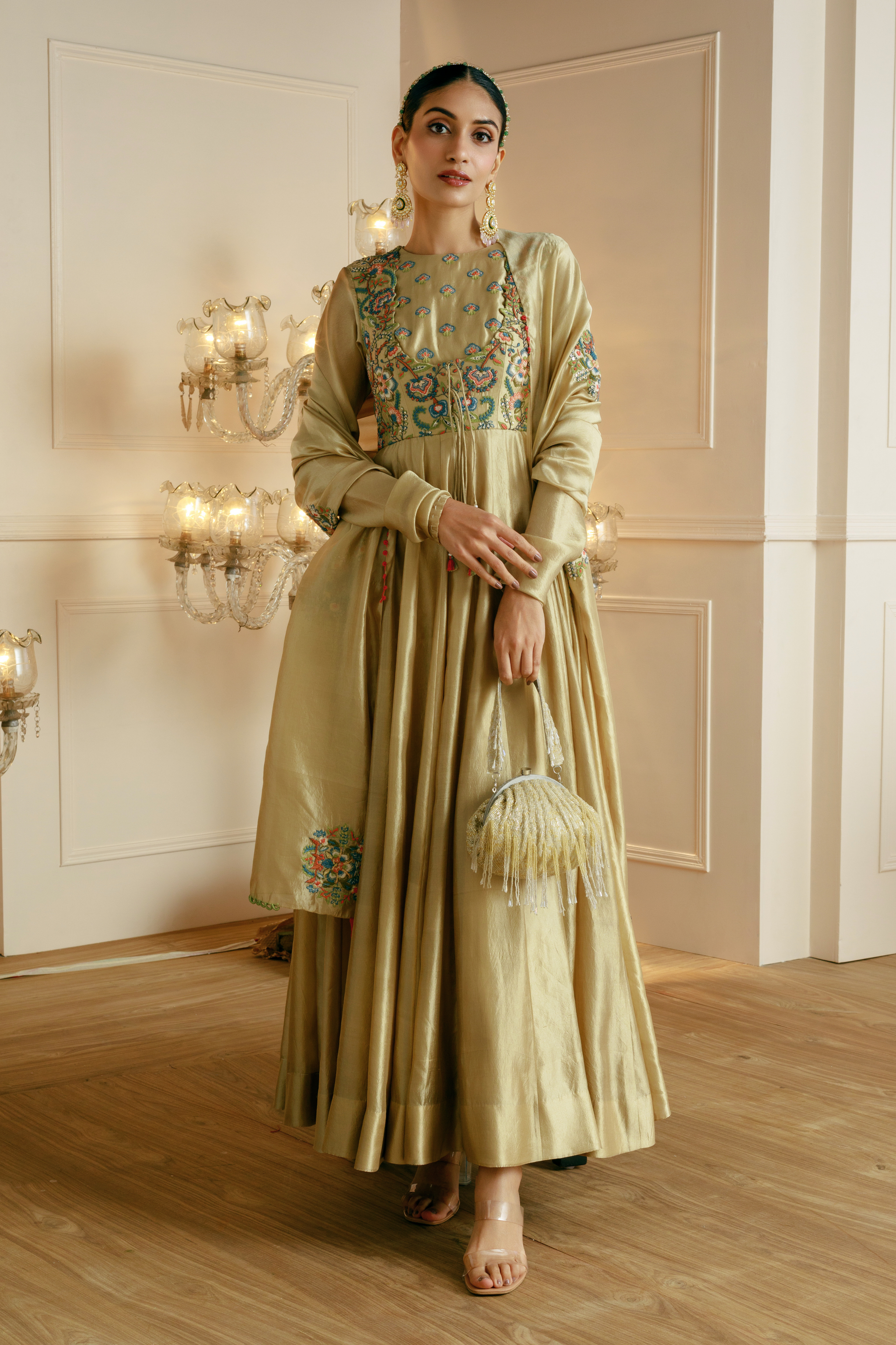 Nehha Nhata - Golden Anarkali Set - Elahe Nehha Nhata - Golden Anarkali Set - Elahe