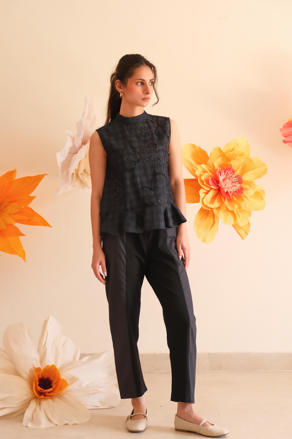 Midnight Blue Beaded Top