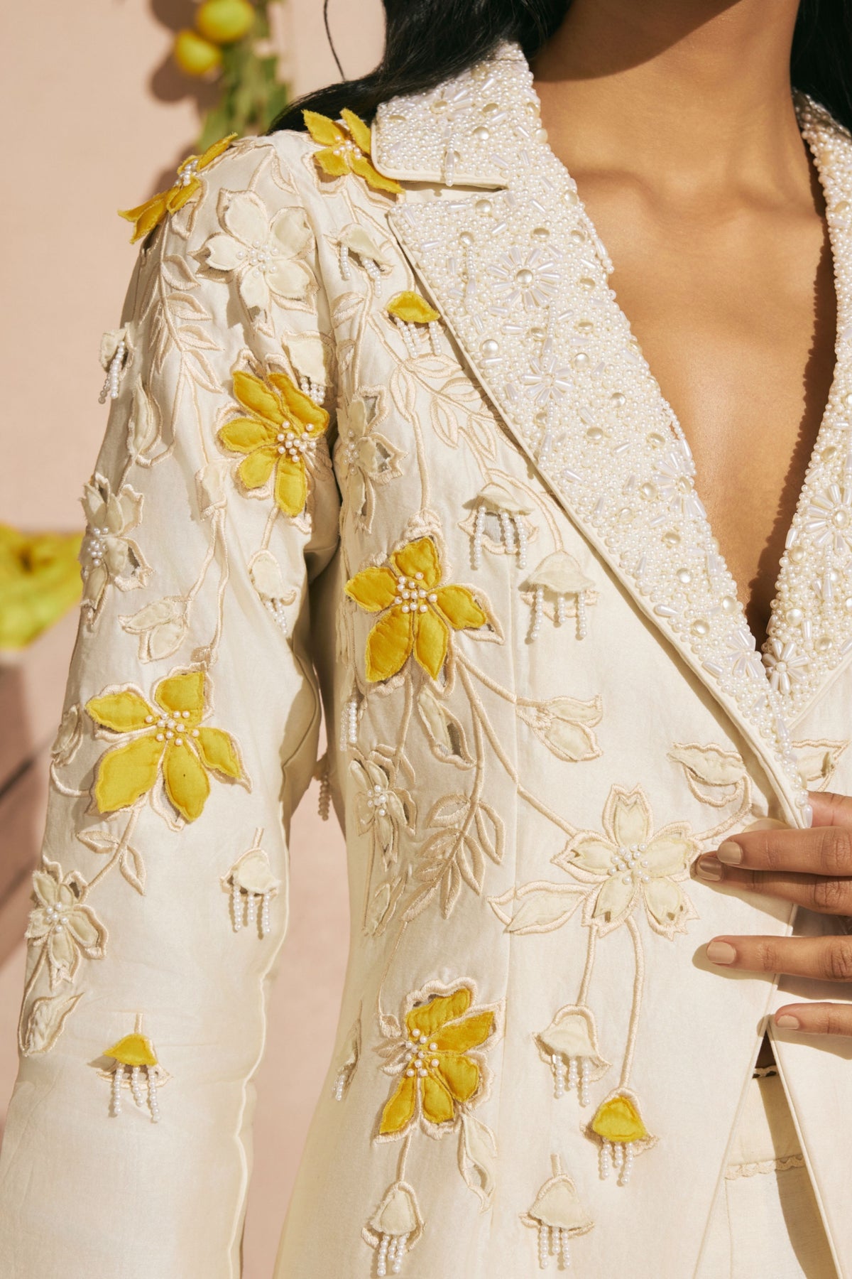 Ivory Cutwork Flared Pants