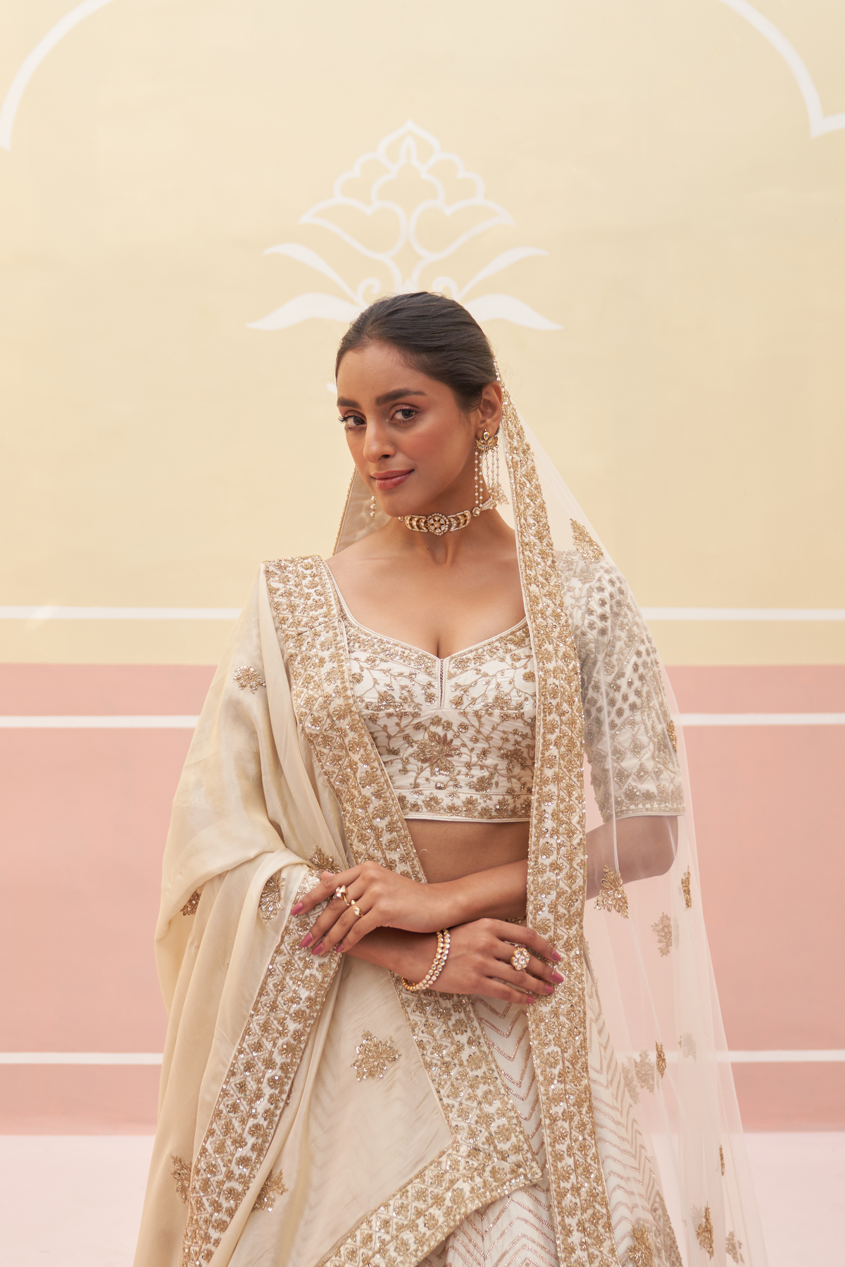 Ivory Raw Silk Lehenga Set