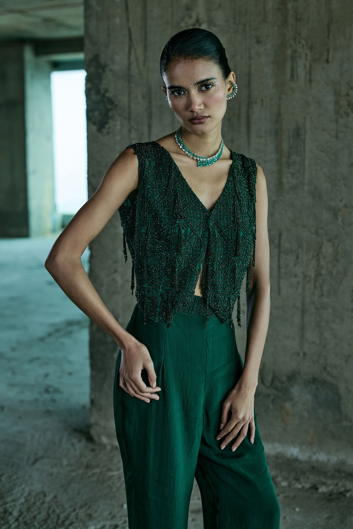 Emerald Crystal Jacket Set