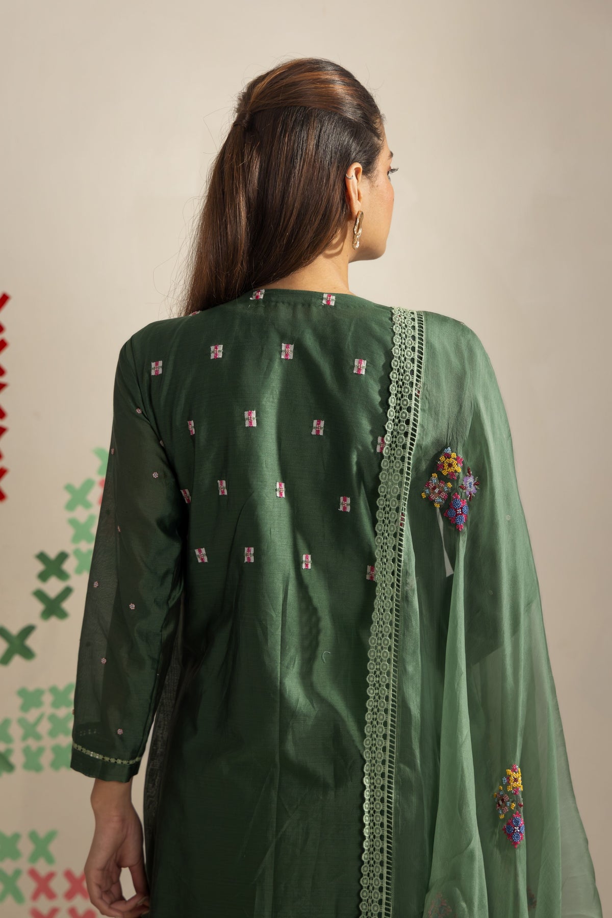 Dark Olive Leaf Kurta Set