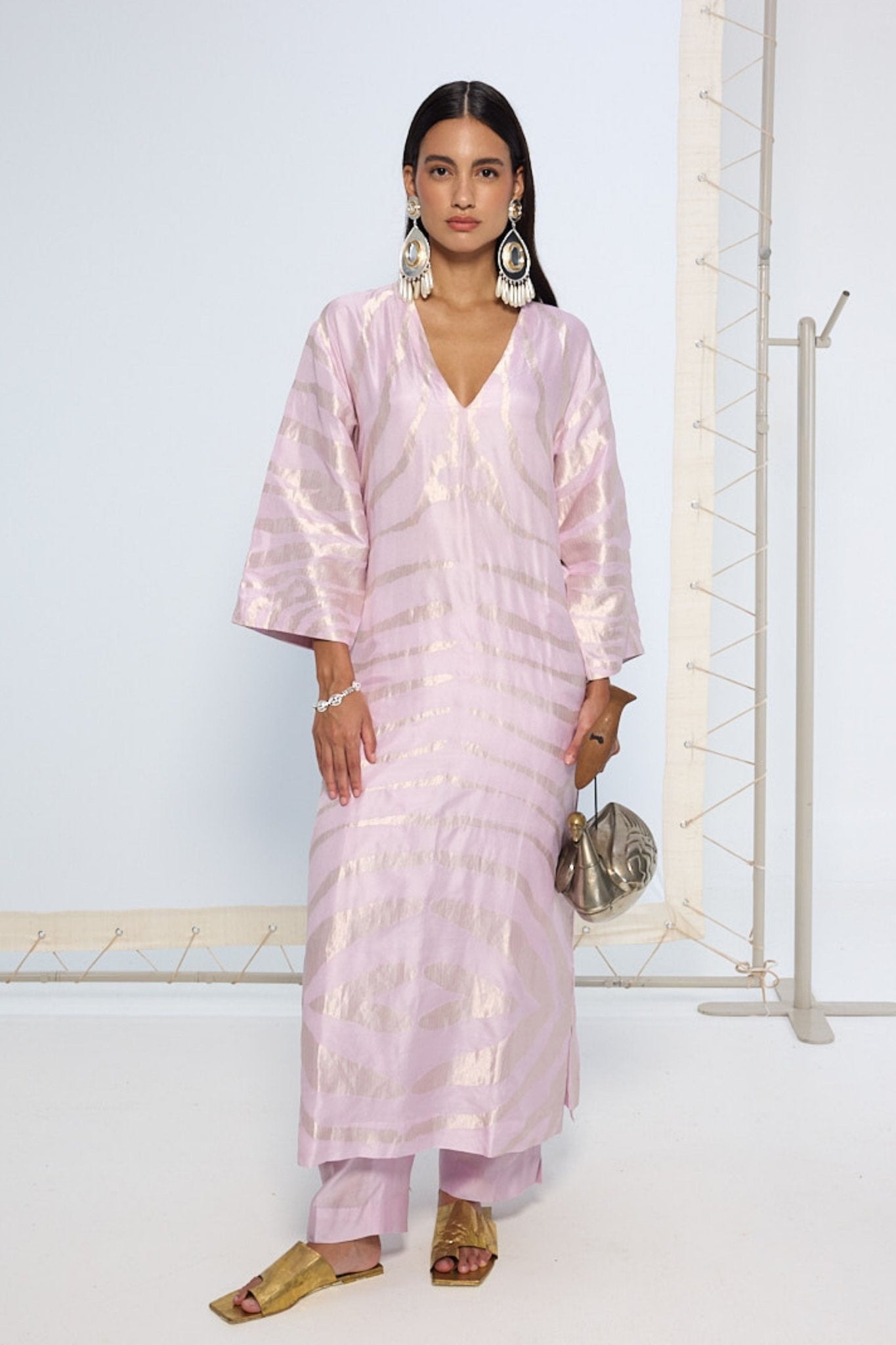 Handwoven Lavender Kurta Set - Ekaya - Elahe