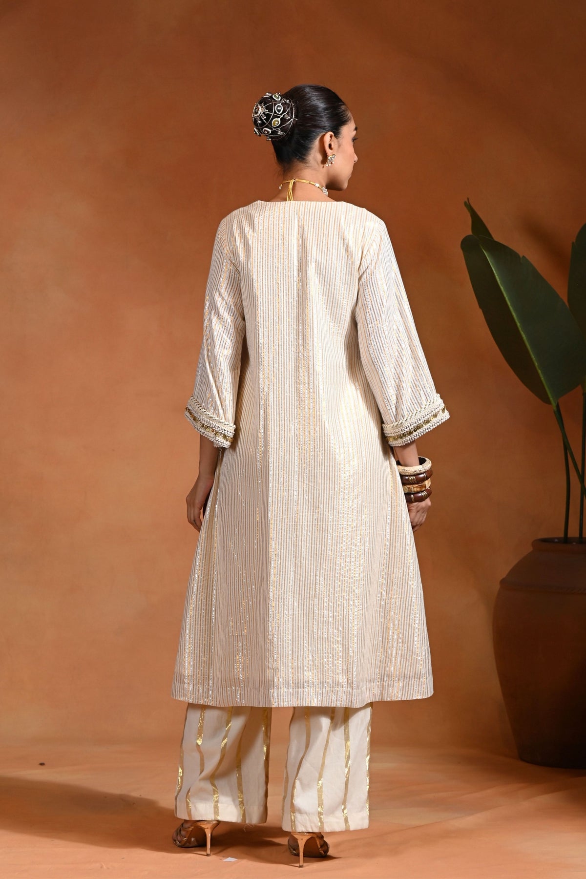 Chandni Tunic Ivory Gold Set