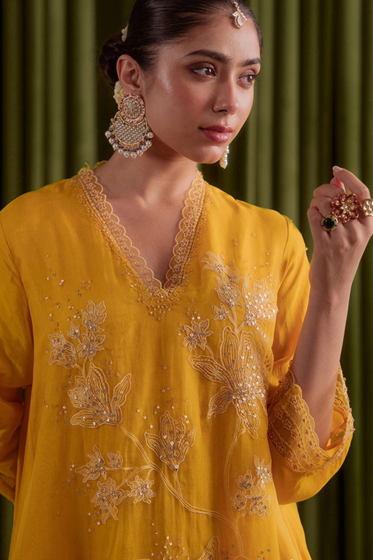 Golden Yellow Embroidery Kurta Set