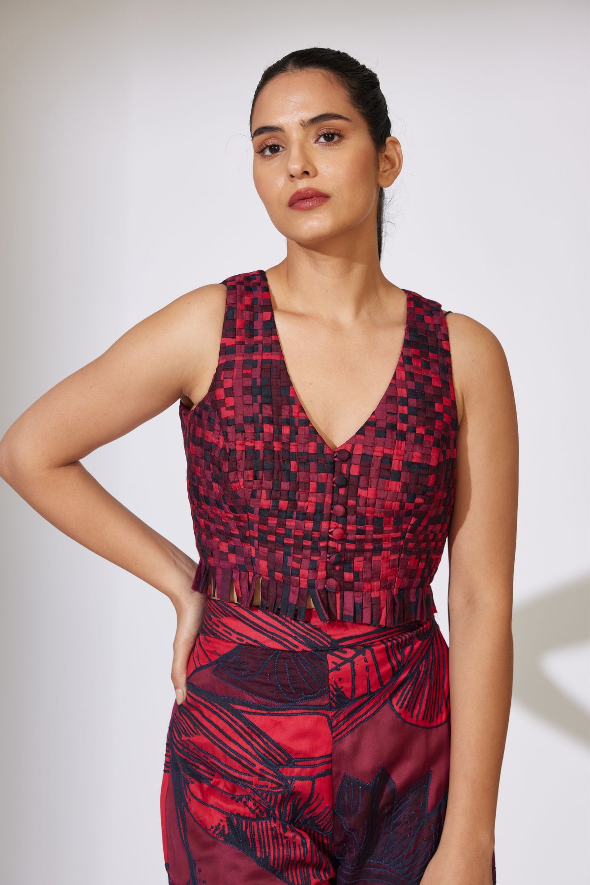 Red Weaved Bustier