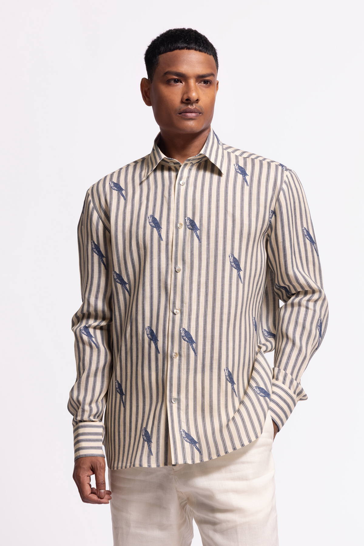 Ivory Bird Print Shirt