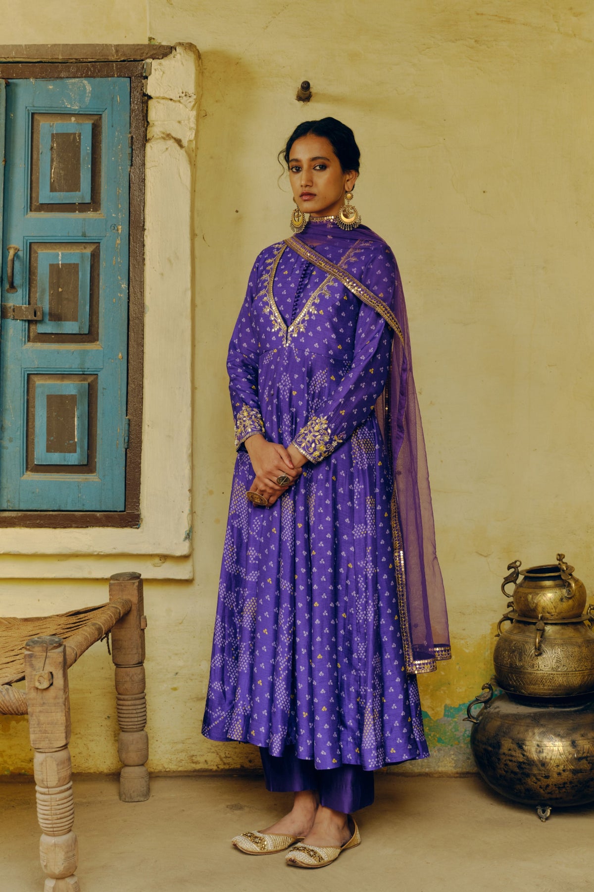 Iris Purple Anarkali Set
