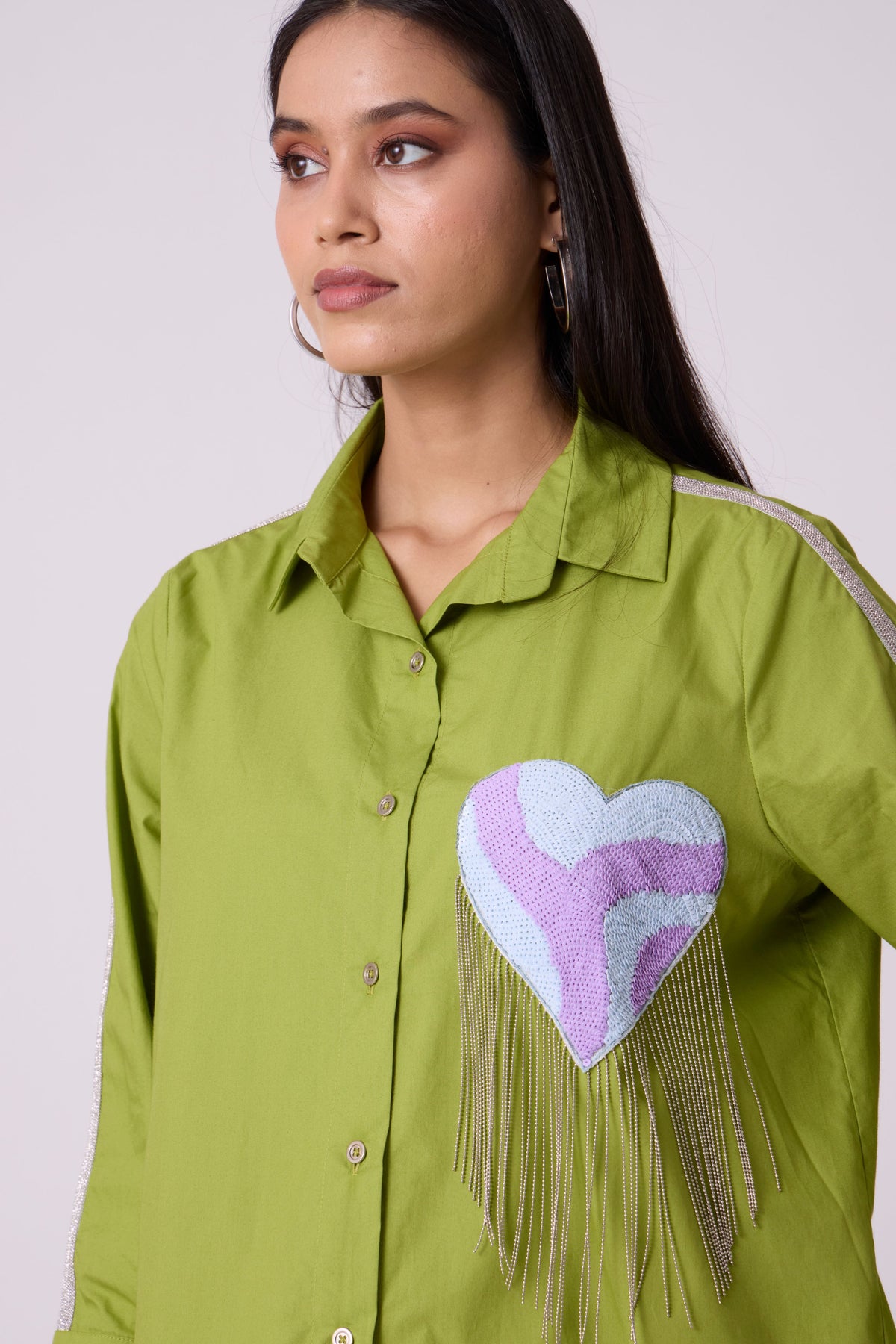 Emille Applique Matcha Green Shirt