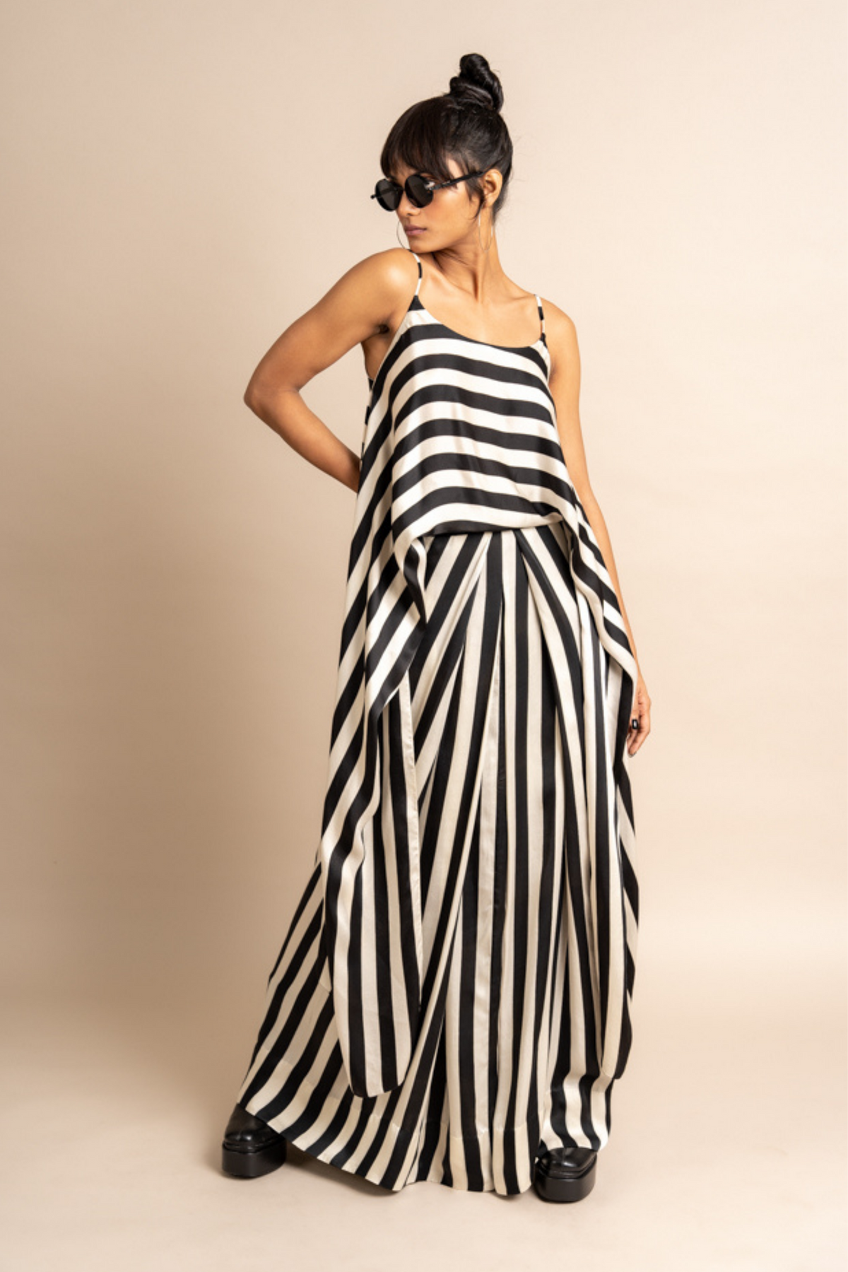 Singlet Top With Satin Skirt