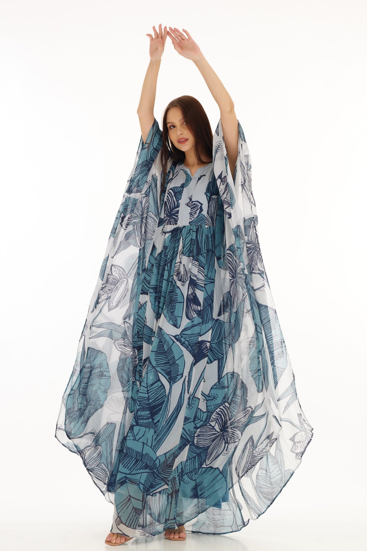 Blue and White Kaftan Dress