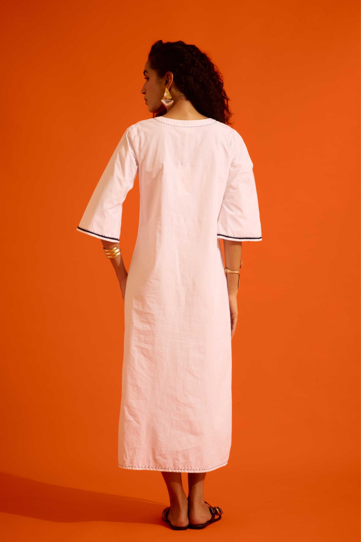 Leaf Motif Ivory Dress