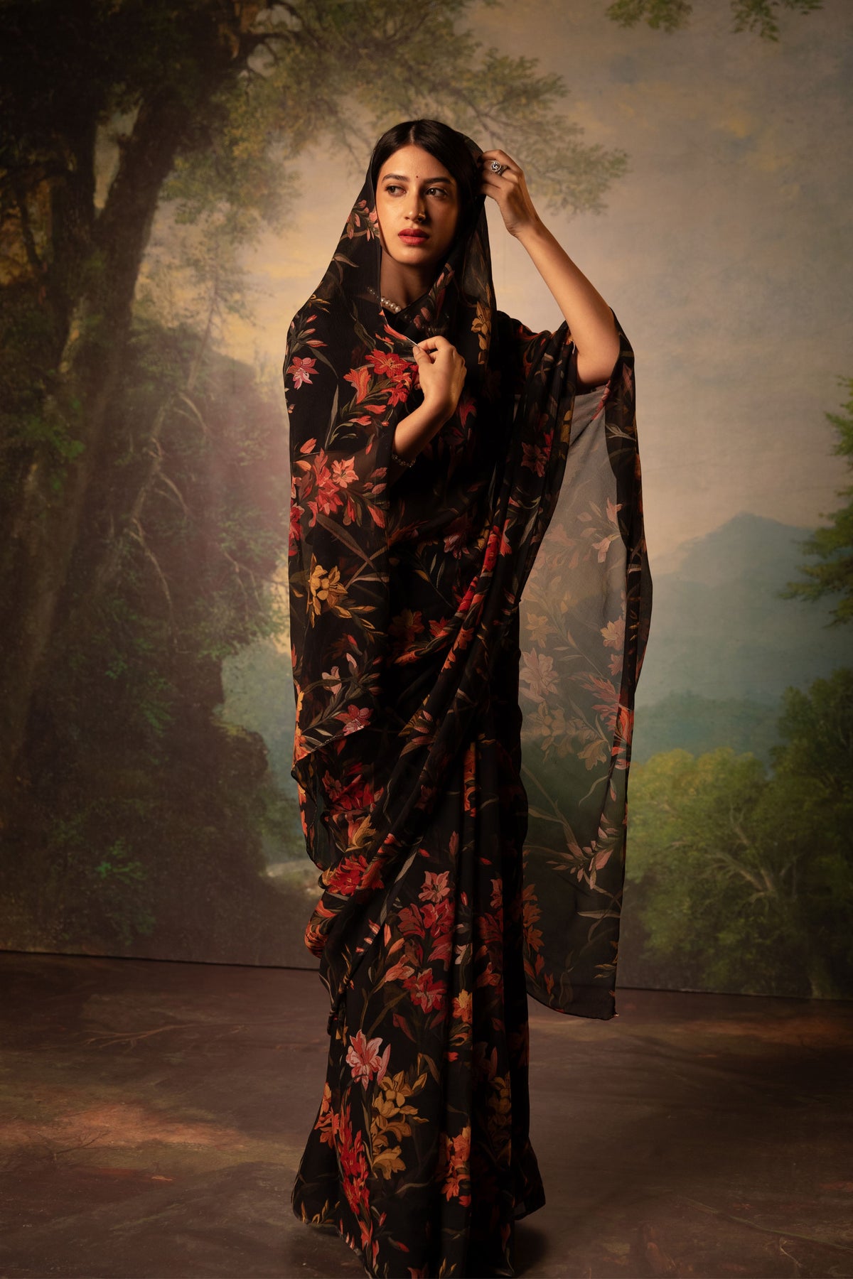 Camille Printed French Chiffon Saree
